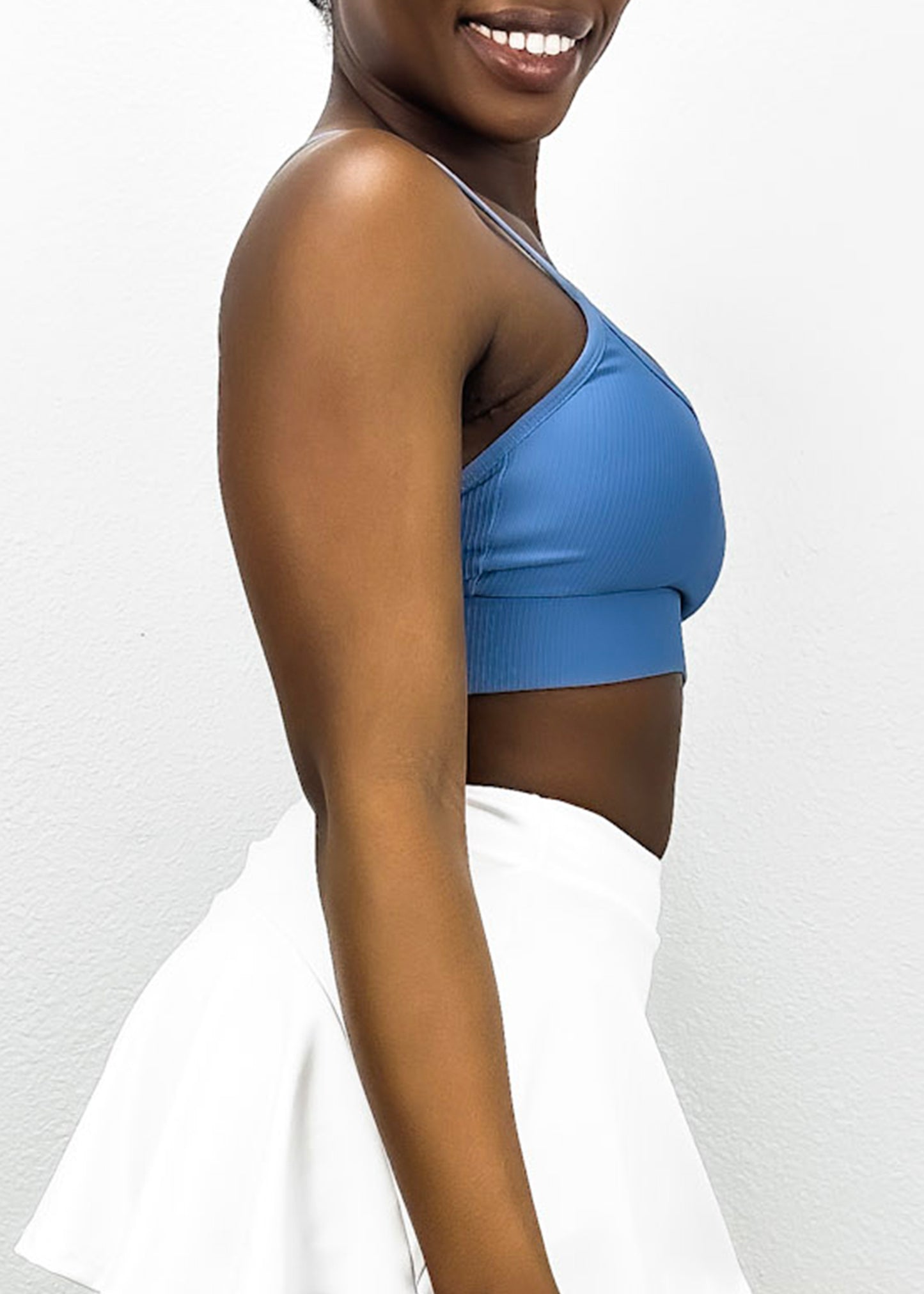 Ribbed Scoop Neck Thin Tank Sports Bra