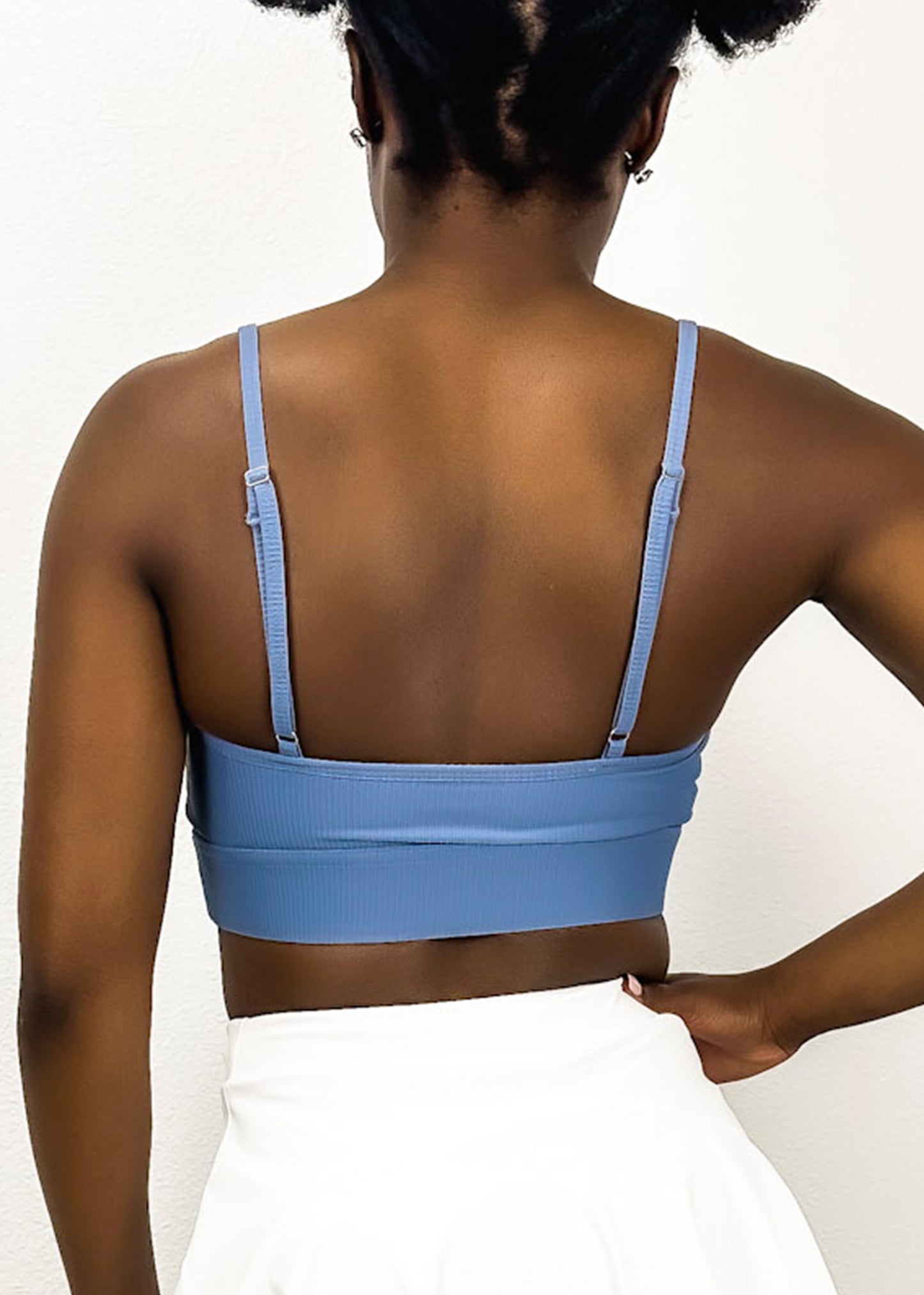 Ribbed Scoop Neck Thin Tank Sports Bra