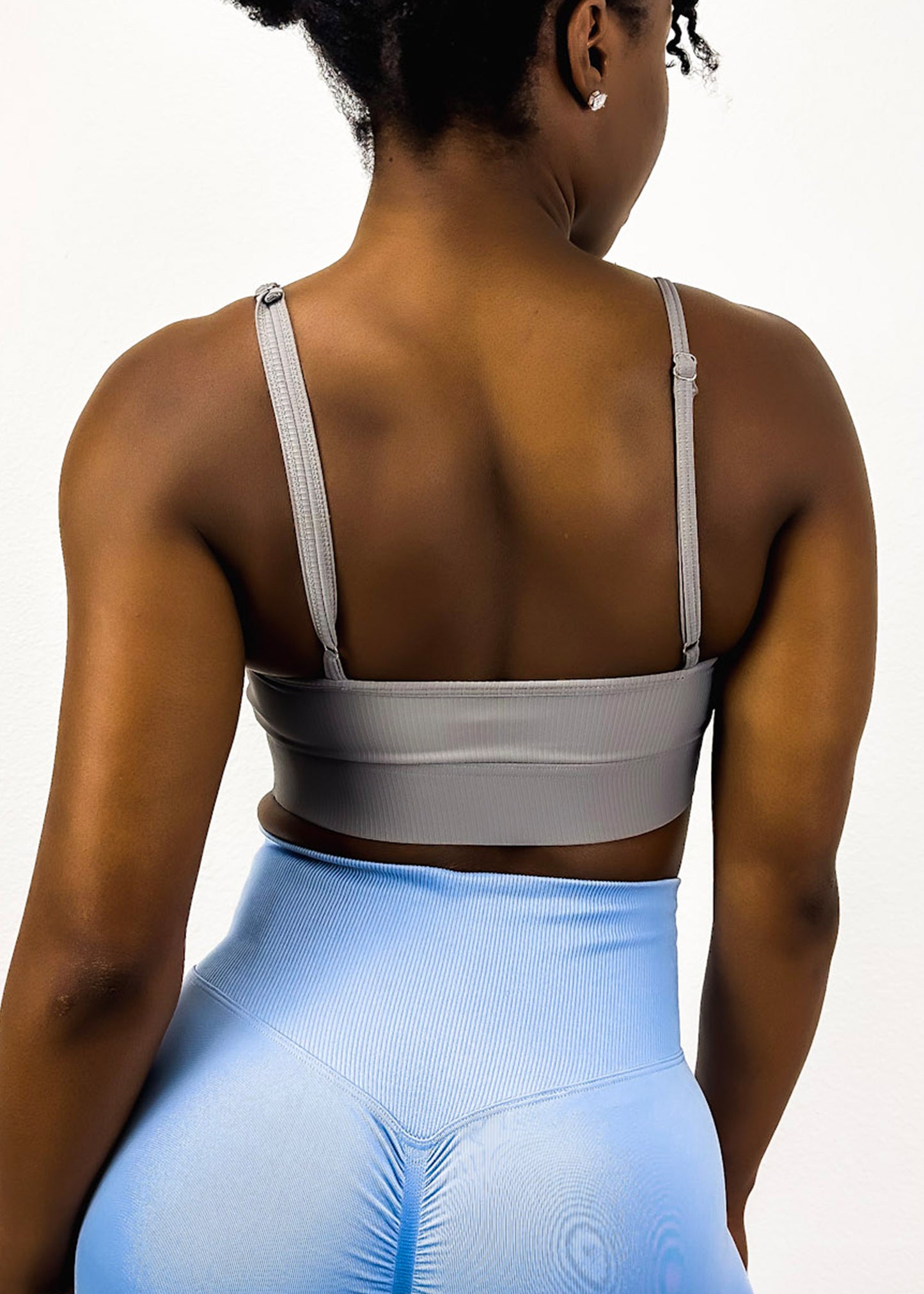 Ribbed Scoop Neck Thin Tank Sports Bra