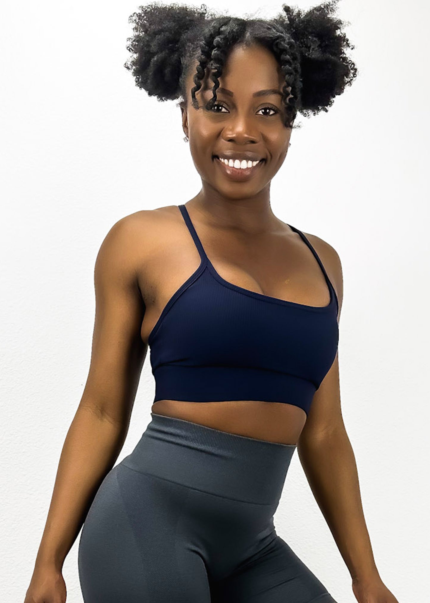 Ribbed Scoop Neck Thin Tank Sports Bra