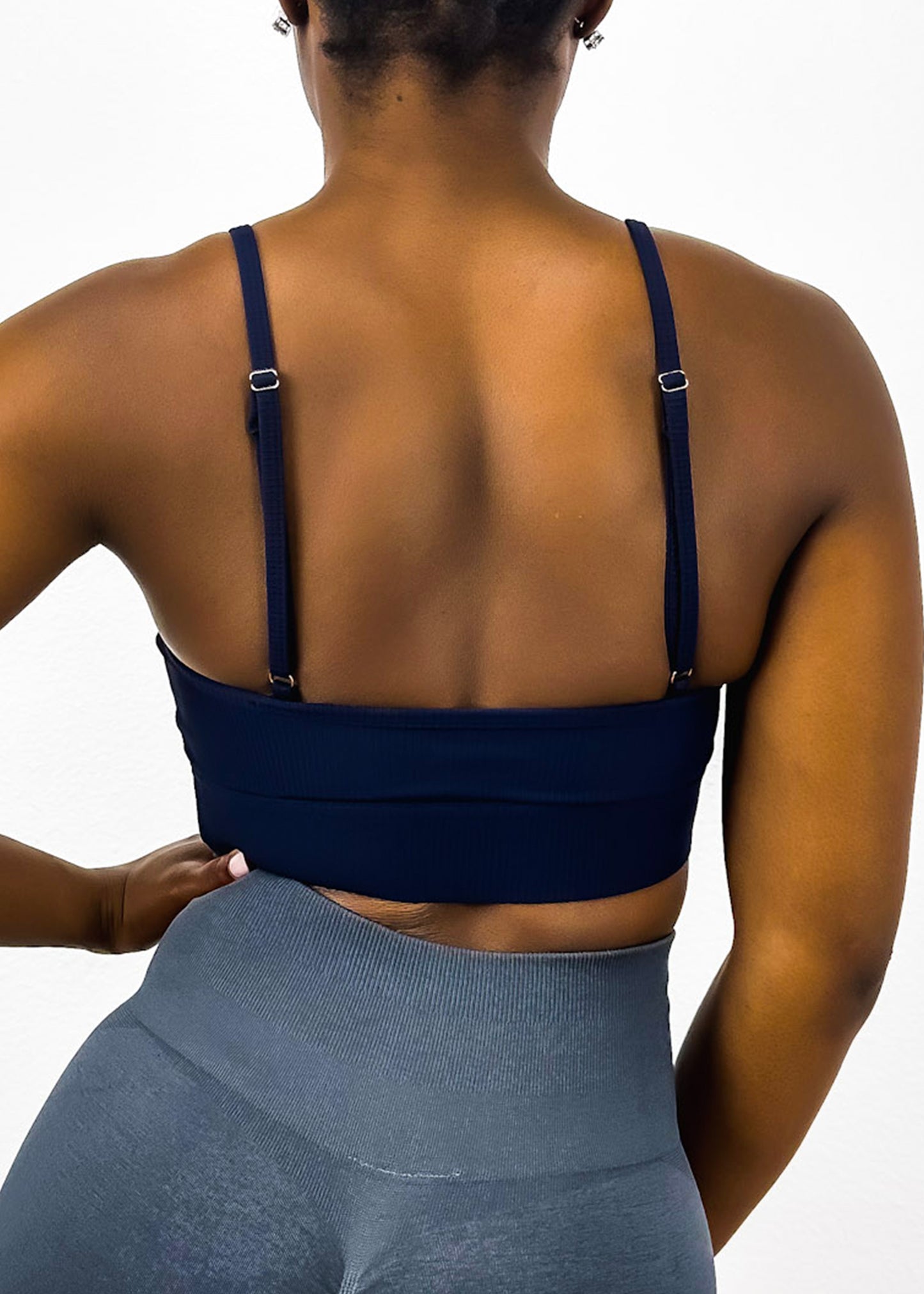 Ribbed Scoop Neck Thin Tank Sports Bra