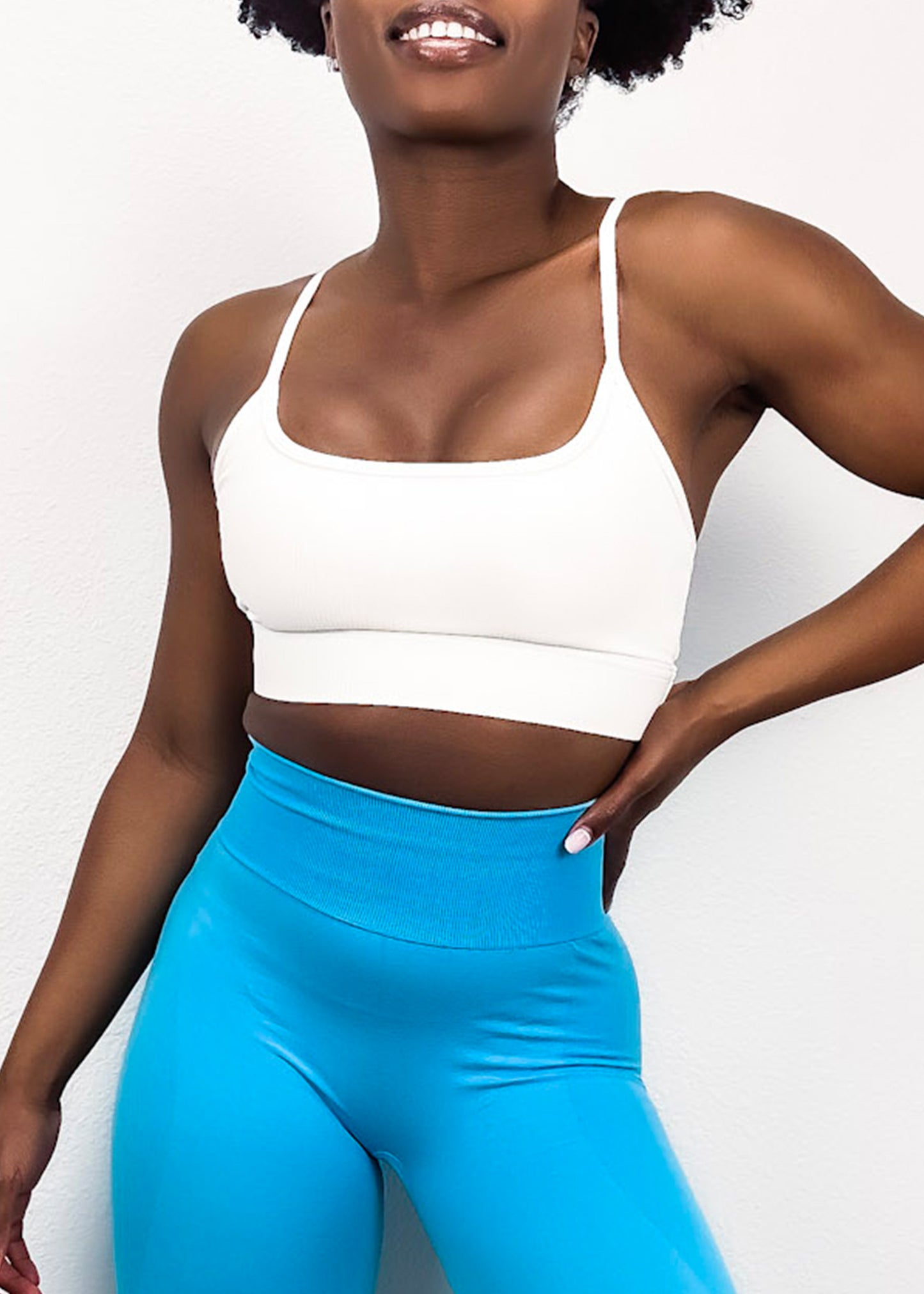 Ribbed Scoop Neck Thin Tank Sports Bra