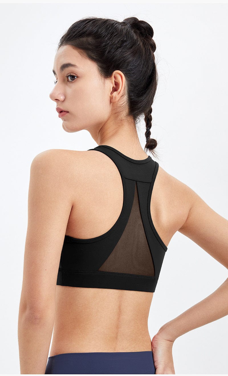 Racerback Mesh Paneling Sports Bra