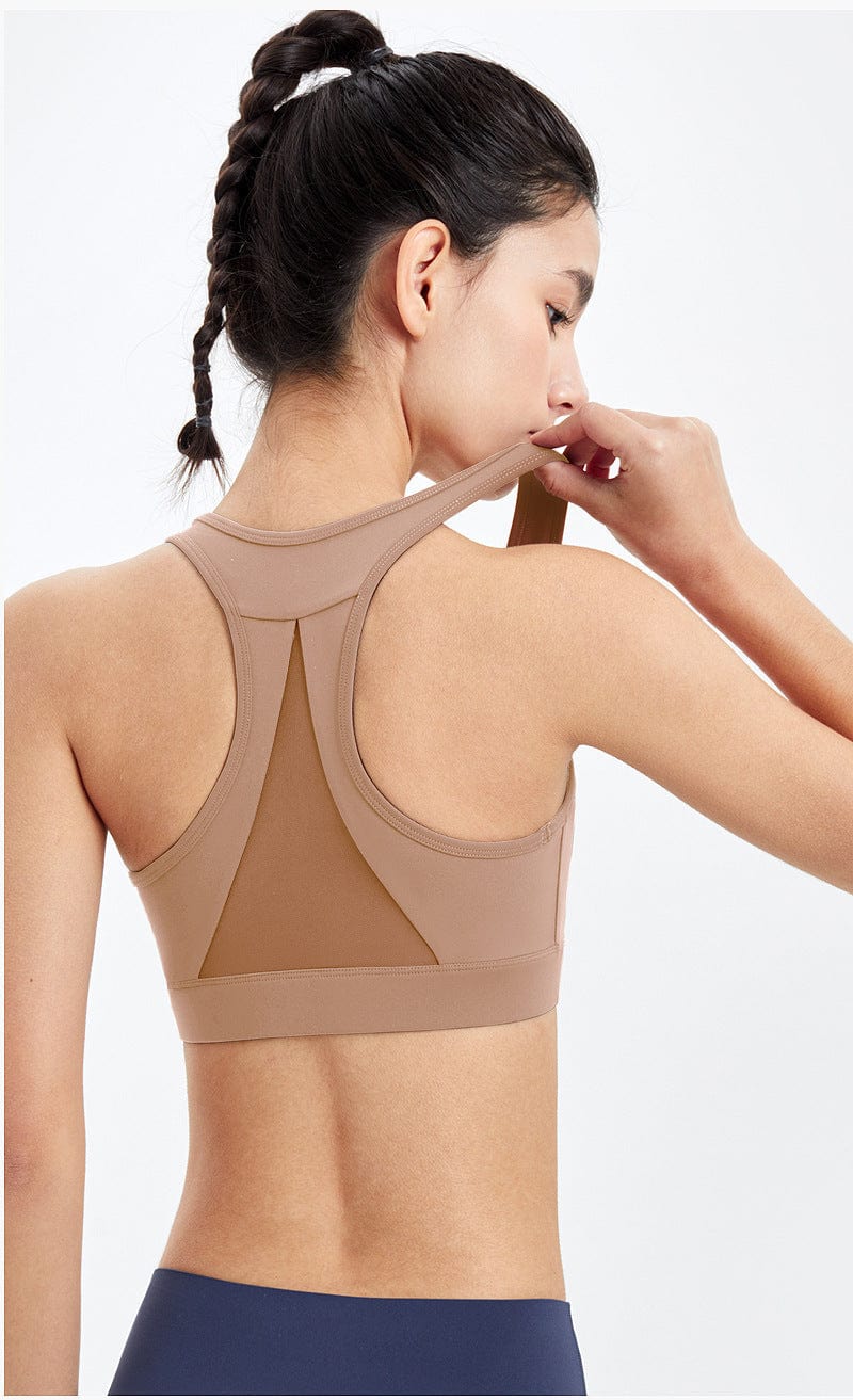 Racerback Mesh Paneling Sports Bra