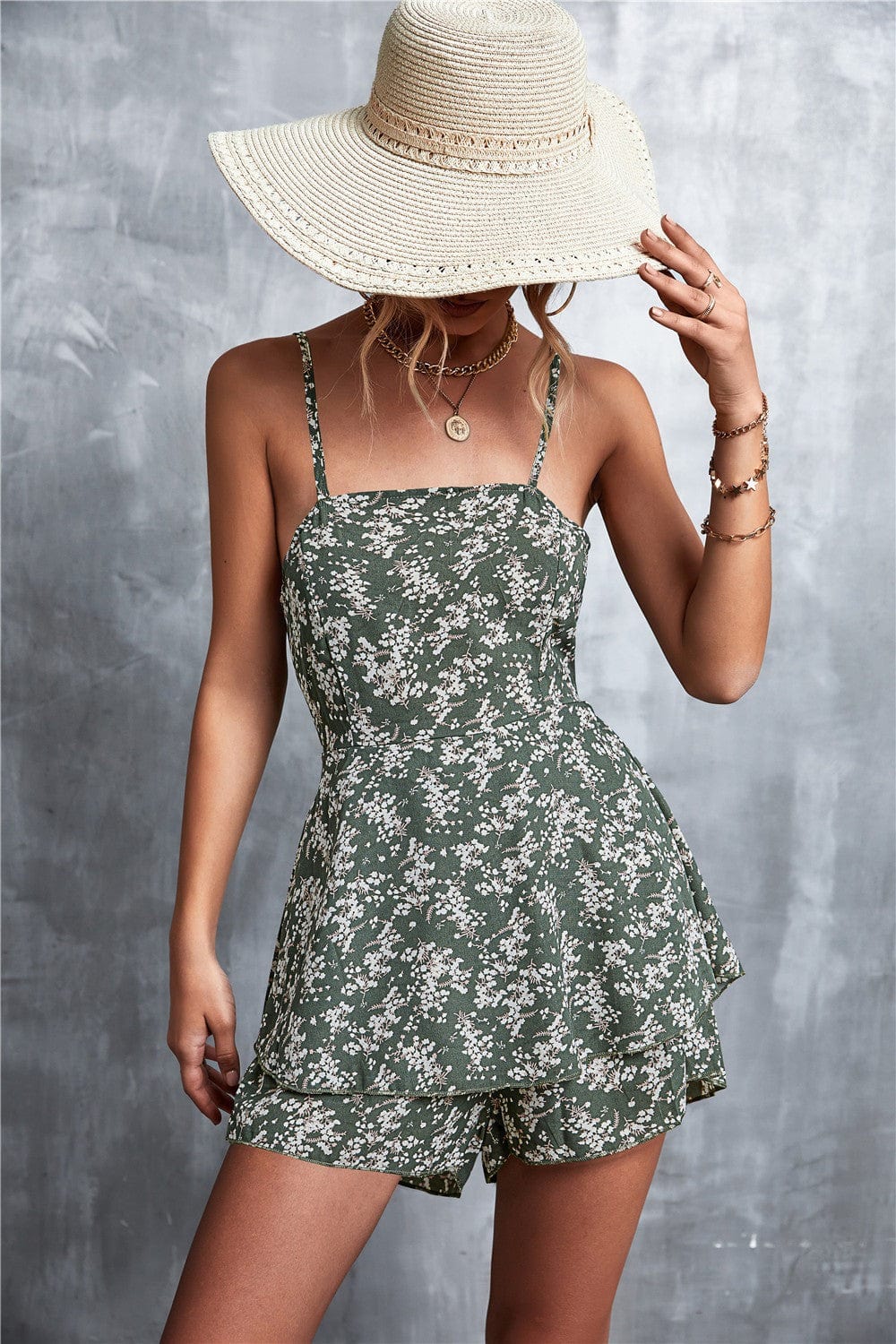 Tie Back Double Layer Romper