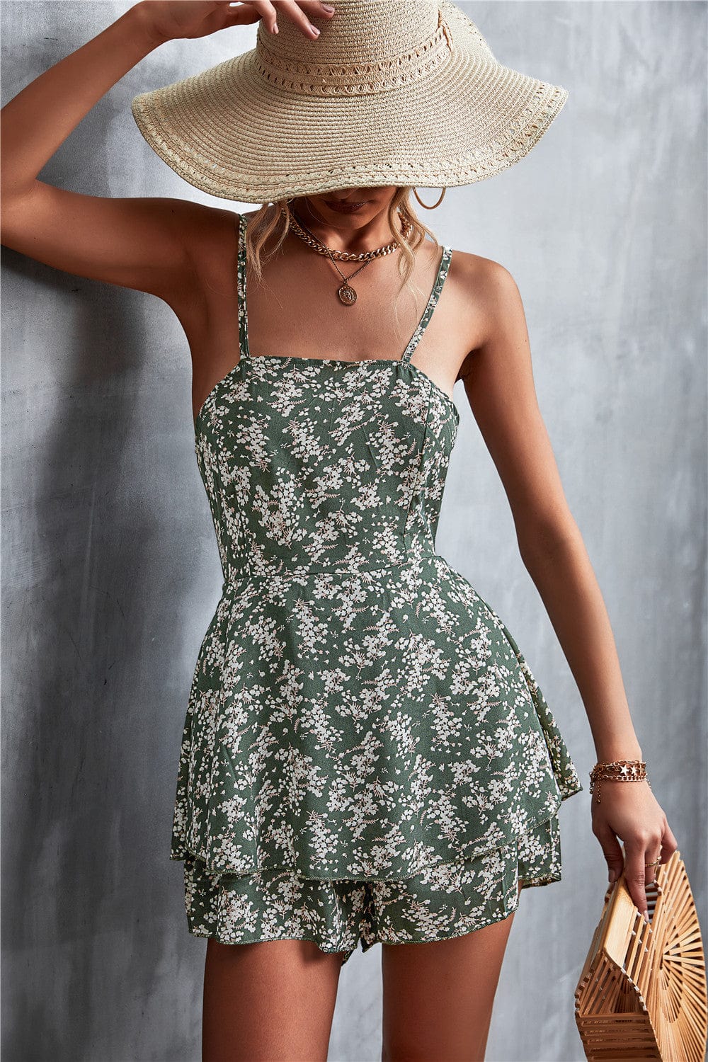 Tie Back Double Layer Romper