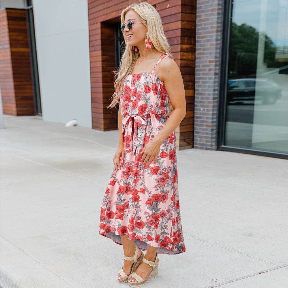 Straight Neck Paisley Print Dress