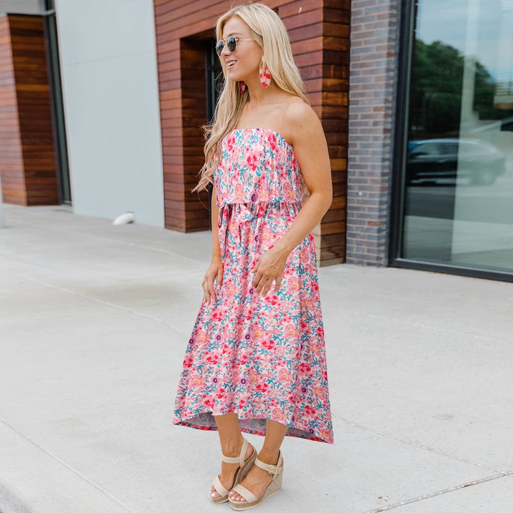 Straight Neck Paisley Print Dress