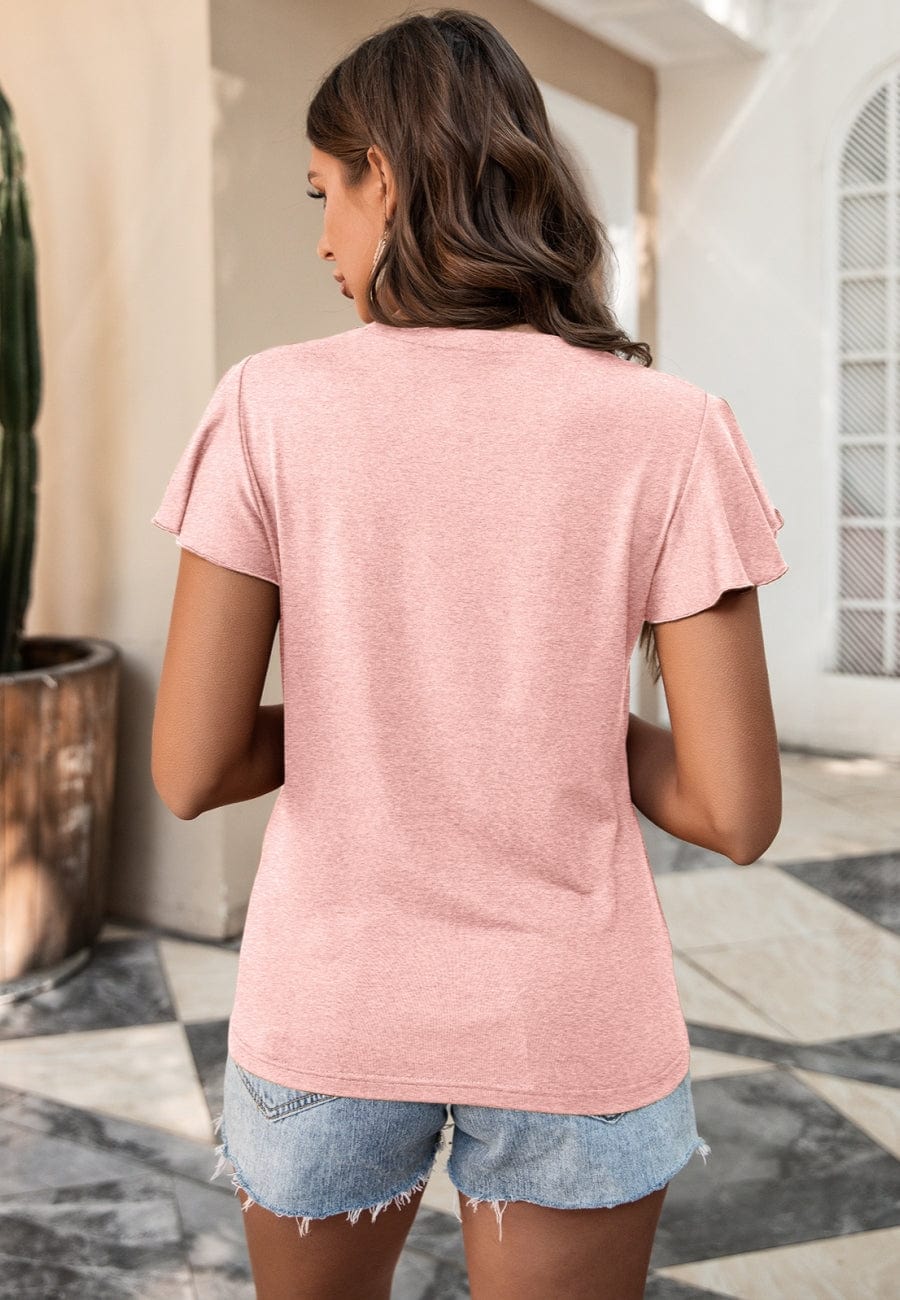Blusa con mangas abullonadas y ribete de encaje