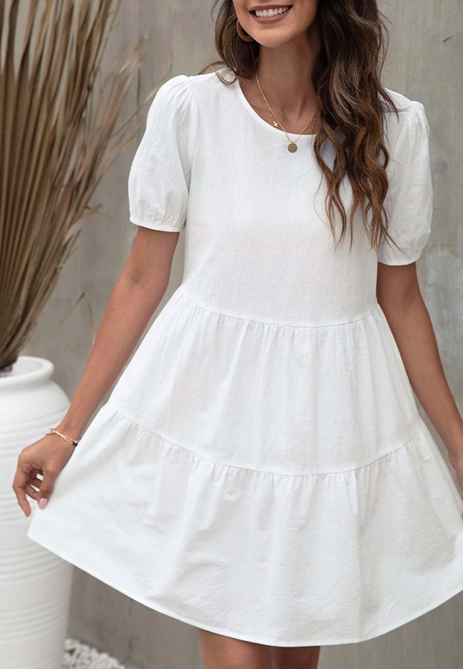 Vestido camisero con mangas abullonadas y escote en V