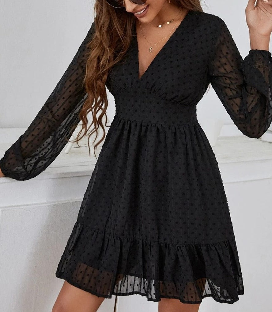 Vestido con estampado de lunares suizos