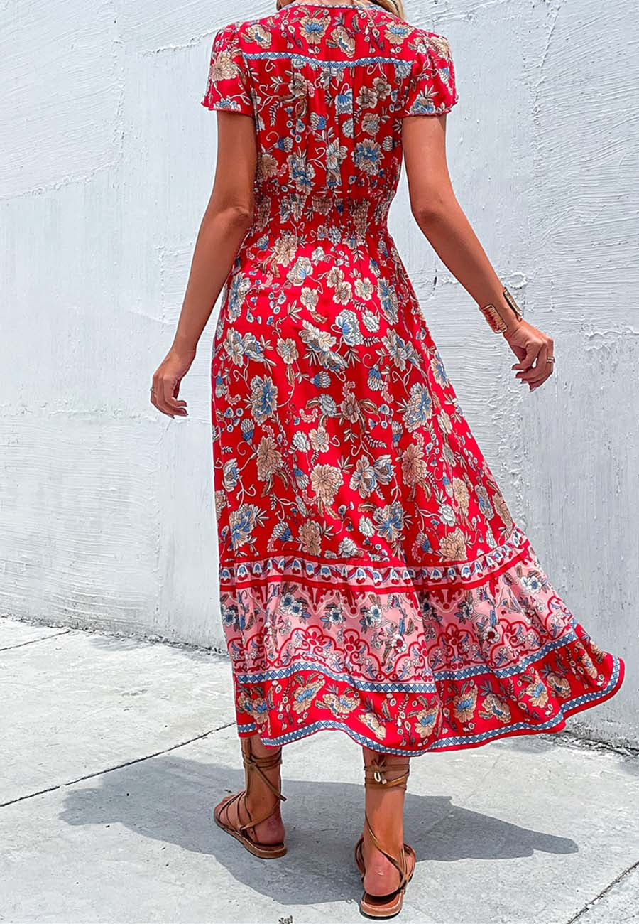 Vestido bohemio con mangas con volantes