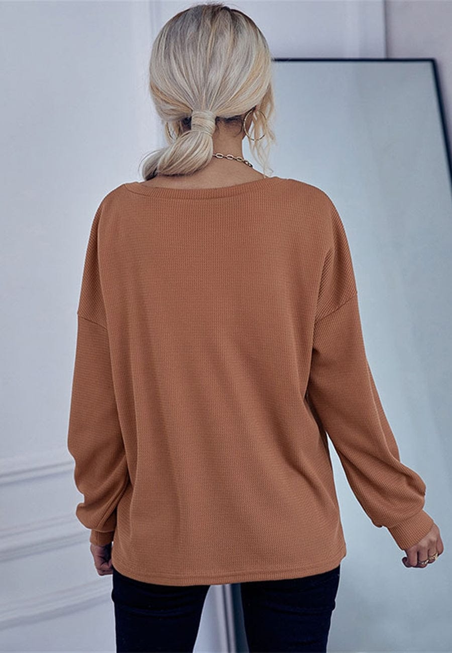 Suéter Henley de punto texturizado de gran tamaño