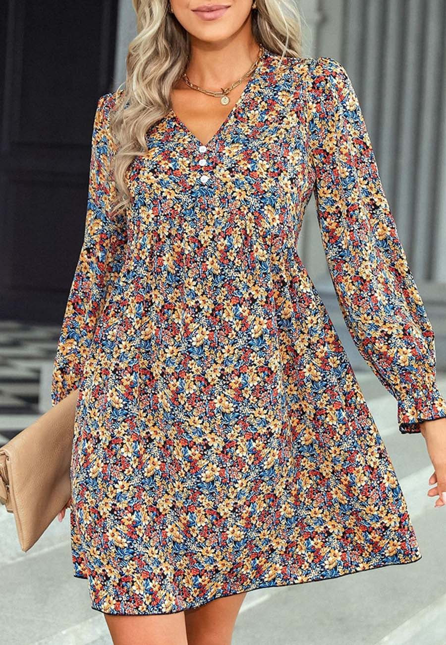 Vestido con estampado floral multicolor