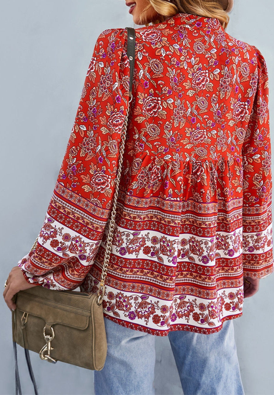 Floral Bohemian Button Down Blouse