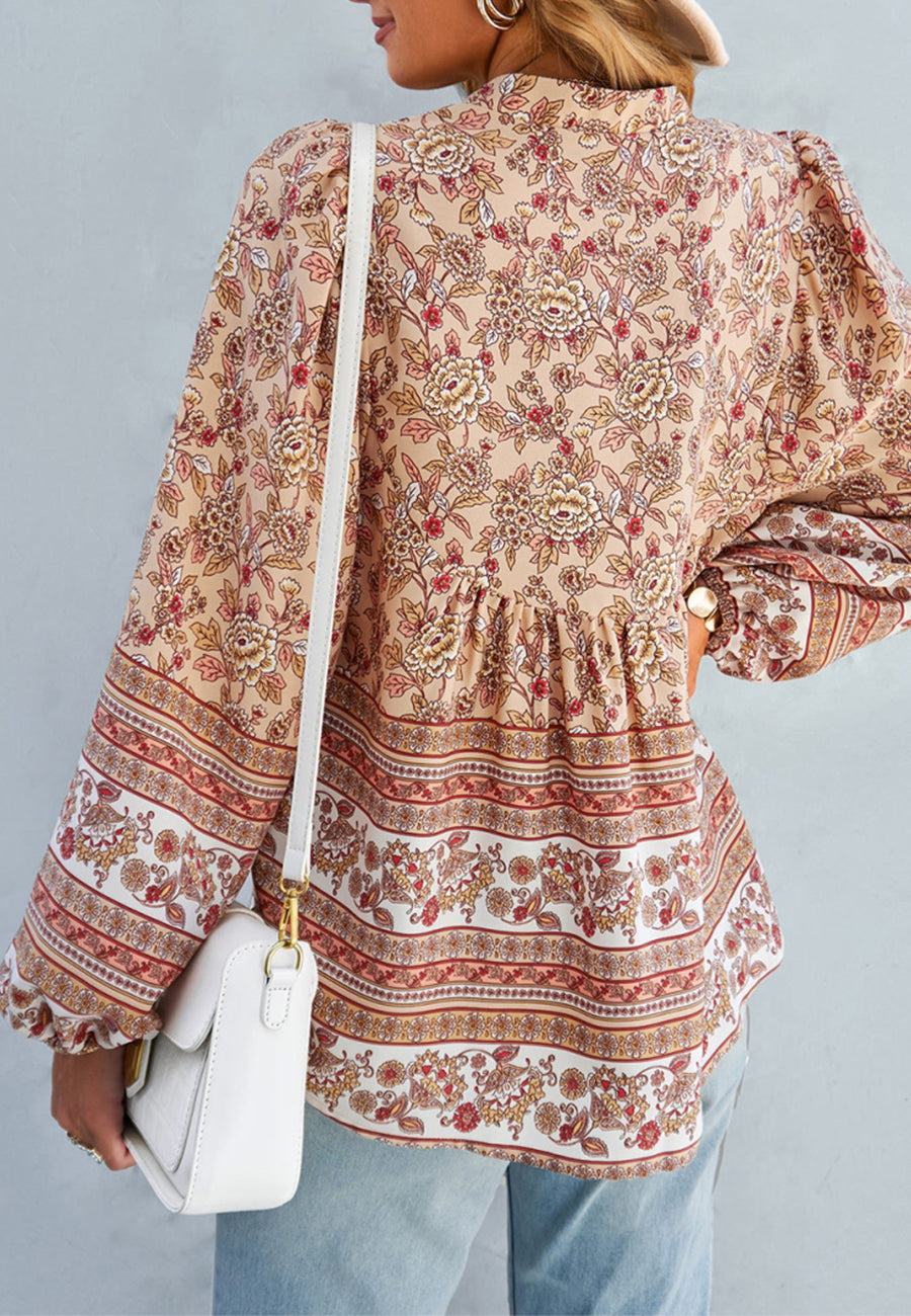Floral Bohemian Button Down Blouse