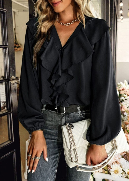 Blusa vintage con volantes en la parte delantera