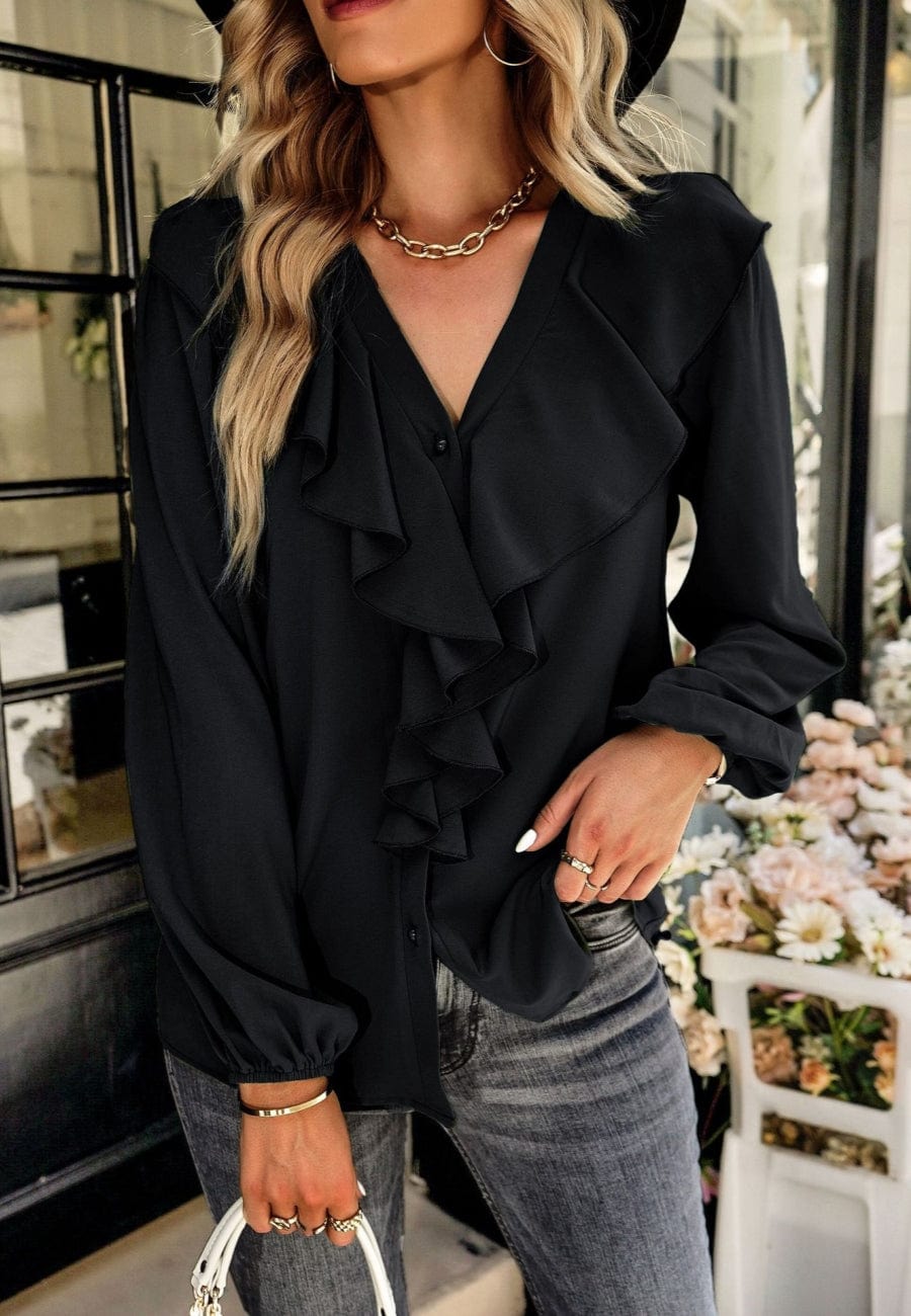 Blusa vintage con volantes en la parte delantera