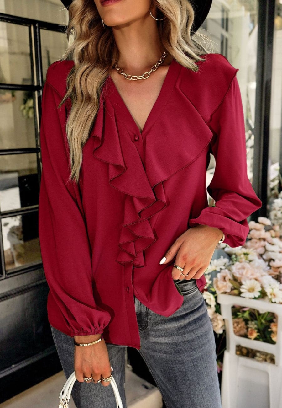Blusa vintage con volantes en la parte delantera