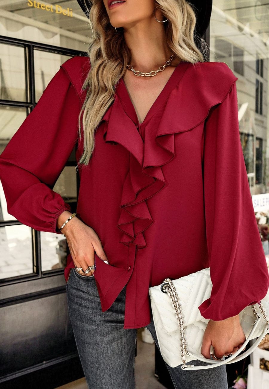 Blusa vintage con volantes en la parte delantera