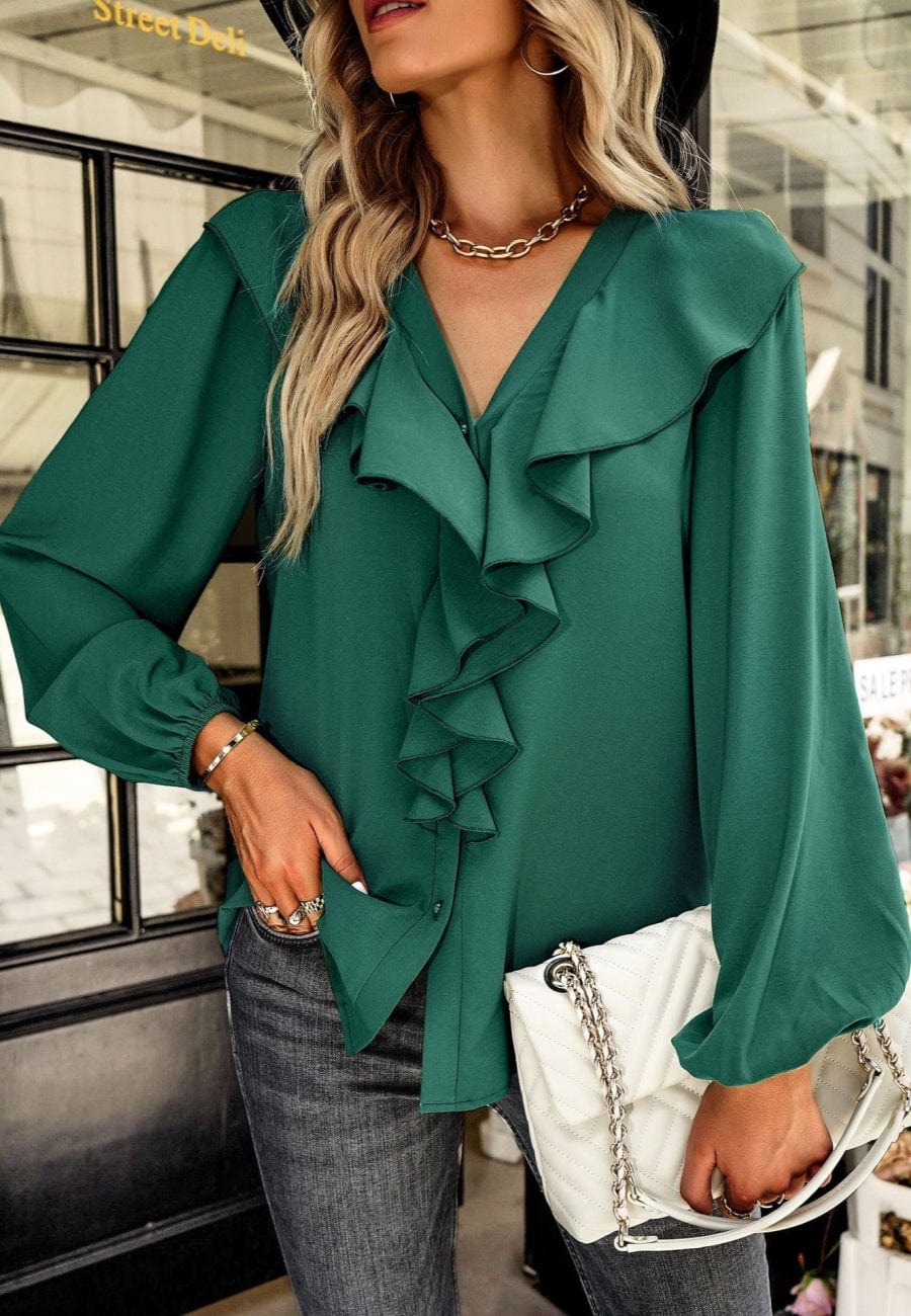 Blusa vintage con volantes en la parte delantera