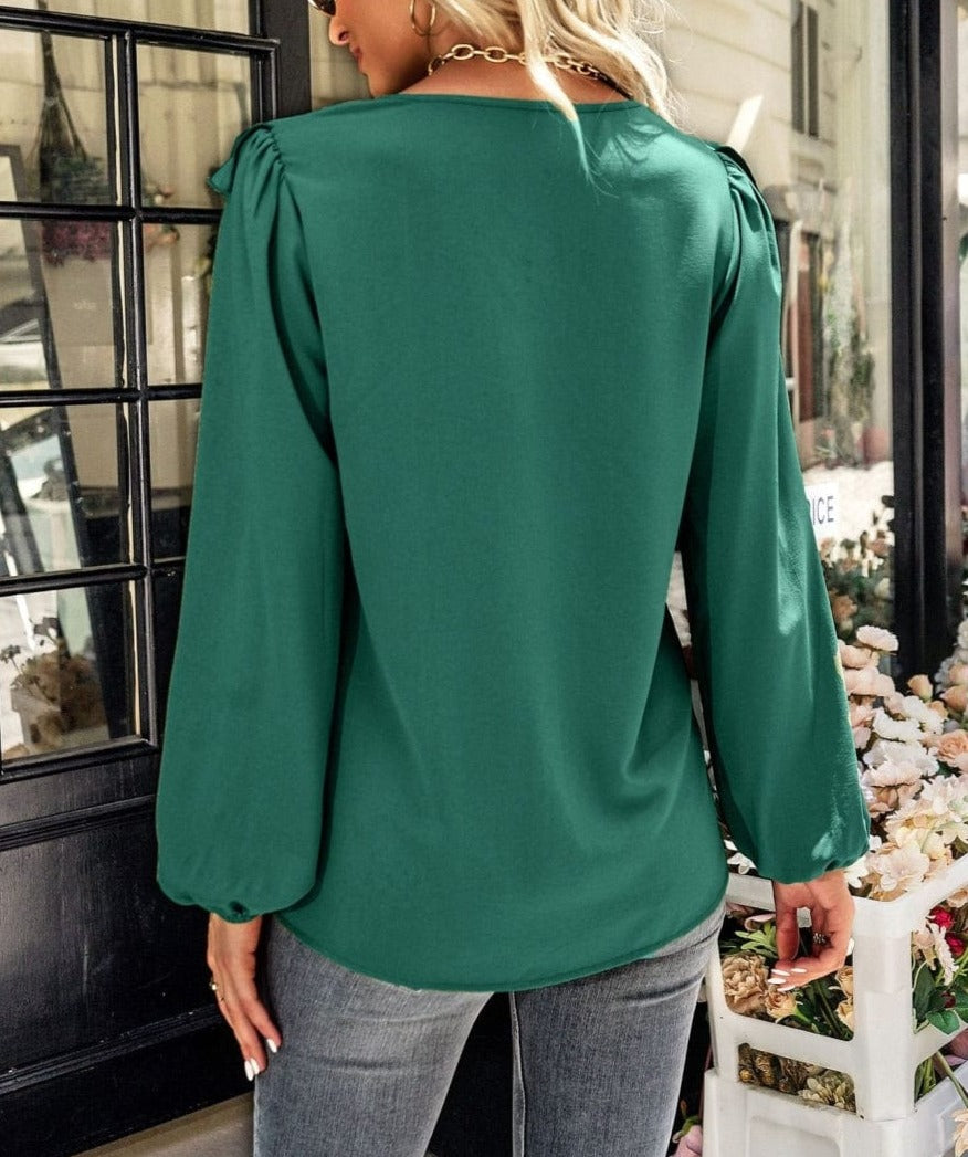 Blusa vintage con volantes en la parte delantera