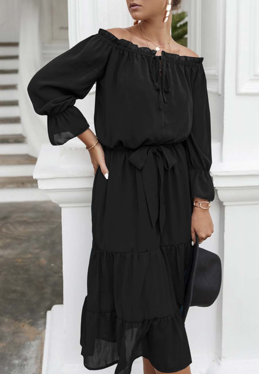 Off Shoulder Tie Detail Dress