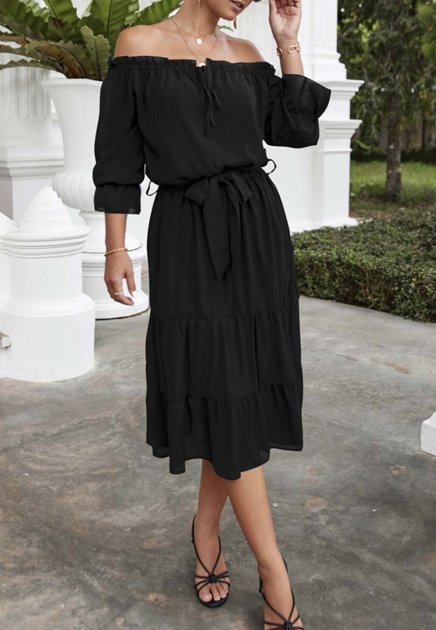 Off Shoulder Tie Detail Dress