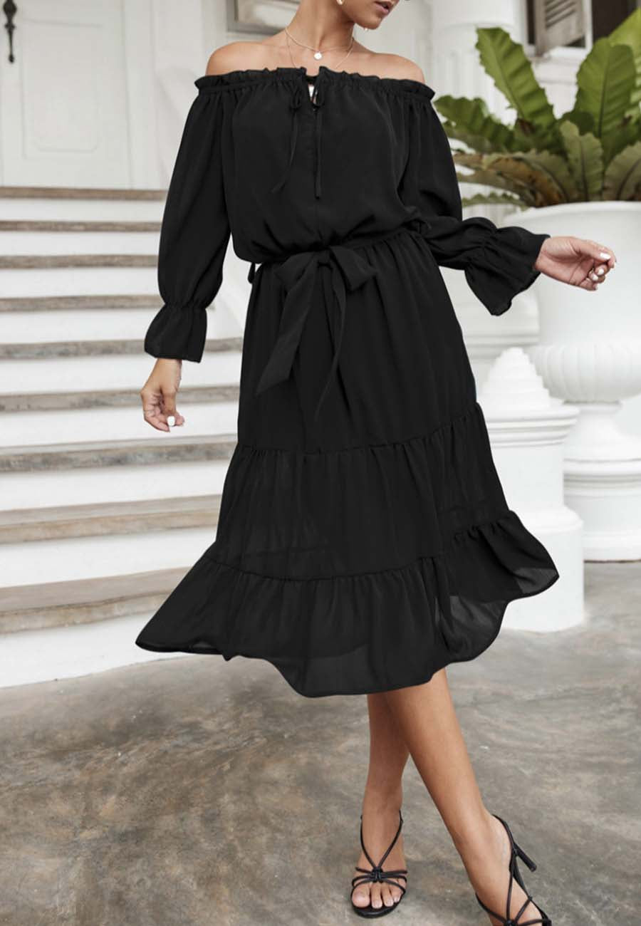 Off Shoulder Tie Detail Dress