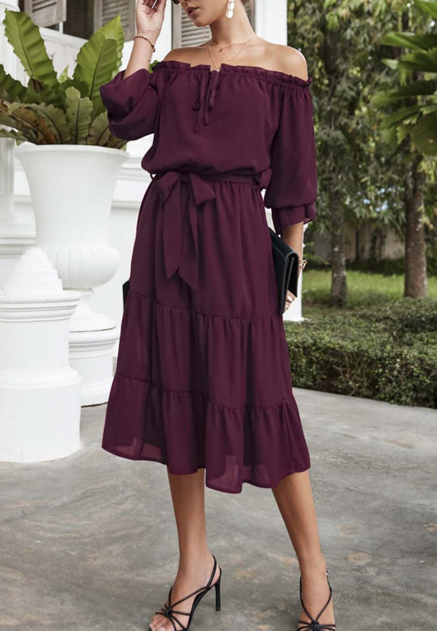 Off Shoulder Tie Detail Dress