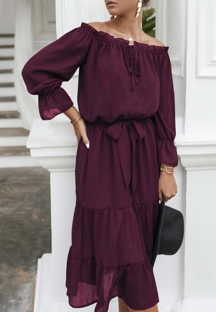 Off Shoulder Tie Detail Dress