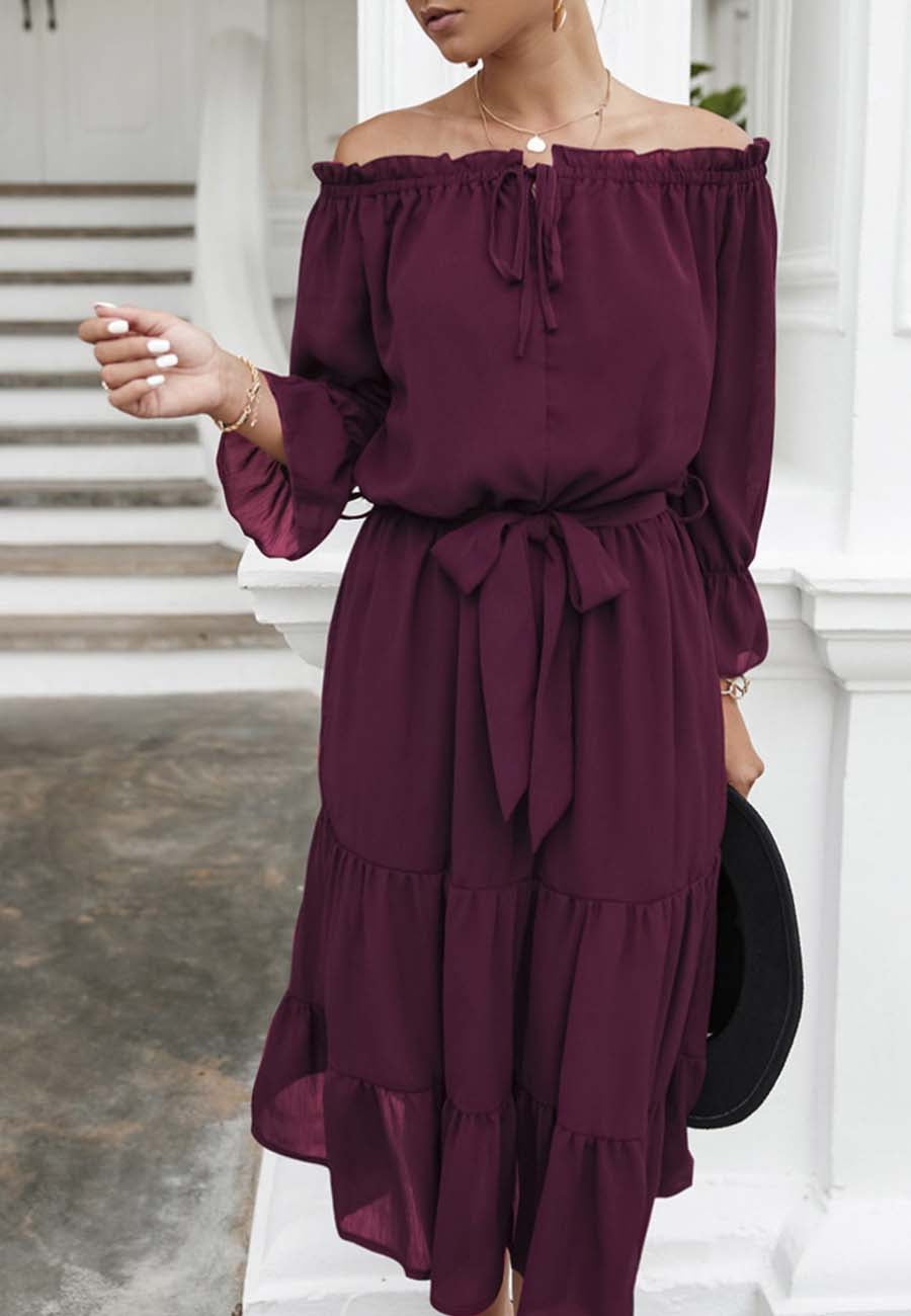 Off Shoulder Tie Detail Dress