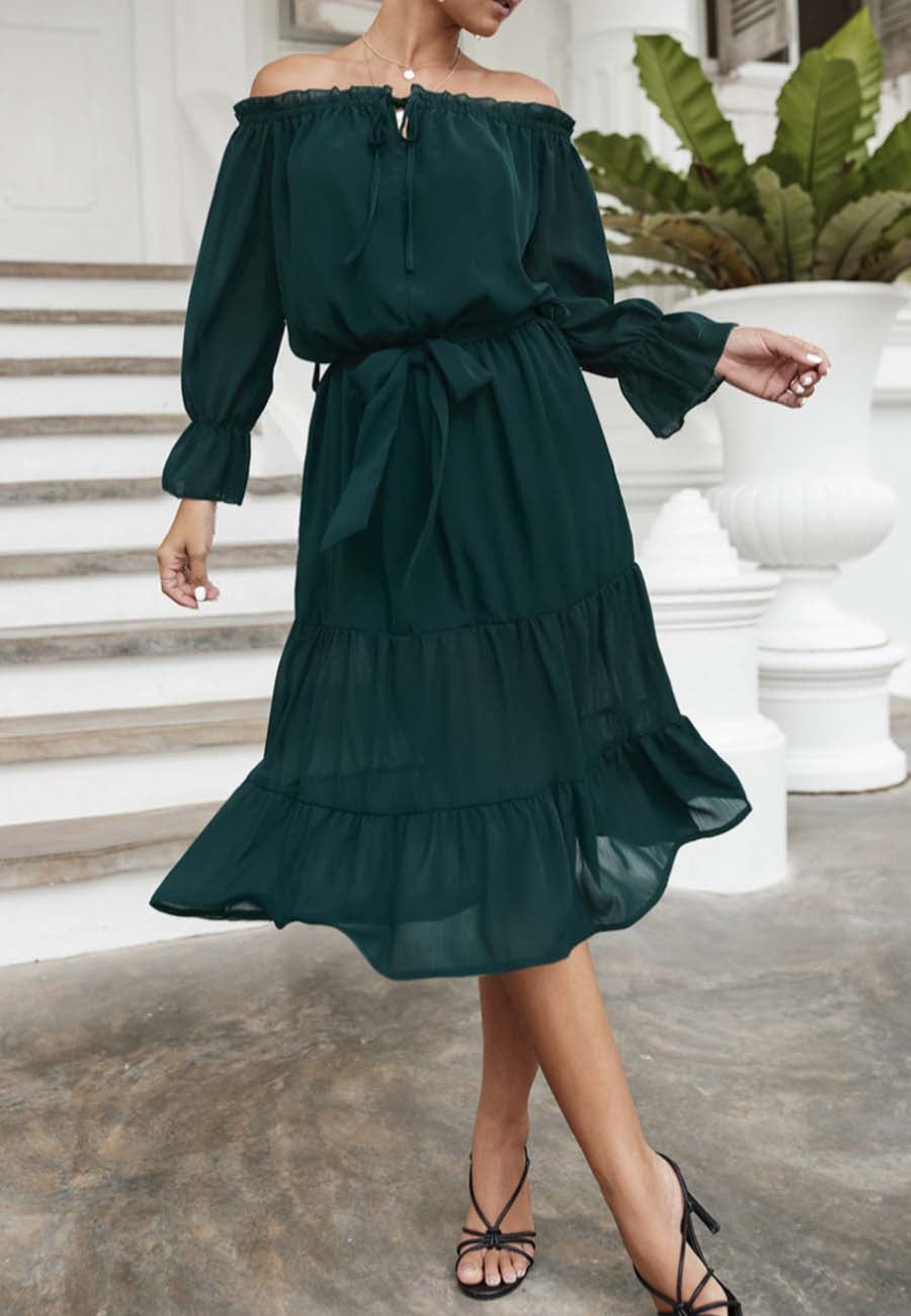 Off Shoulder Tie Detail Dress