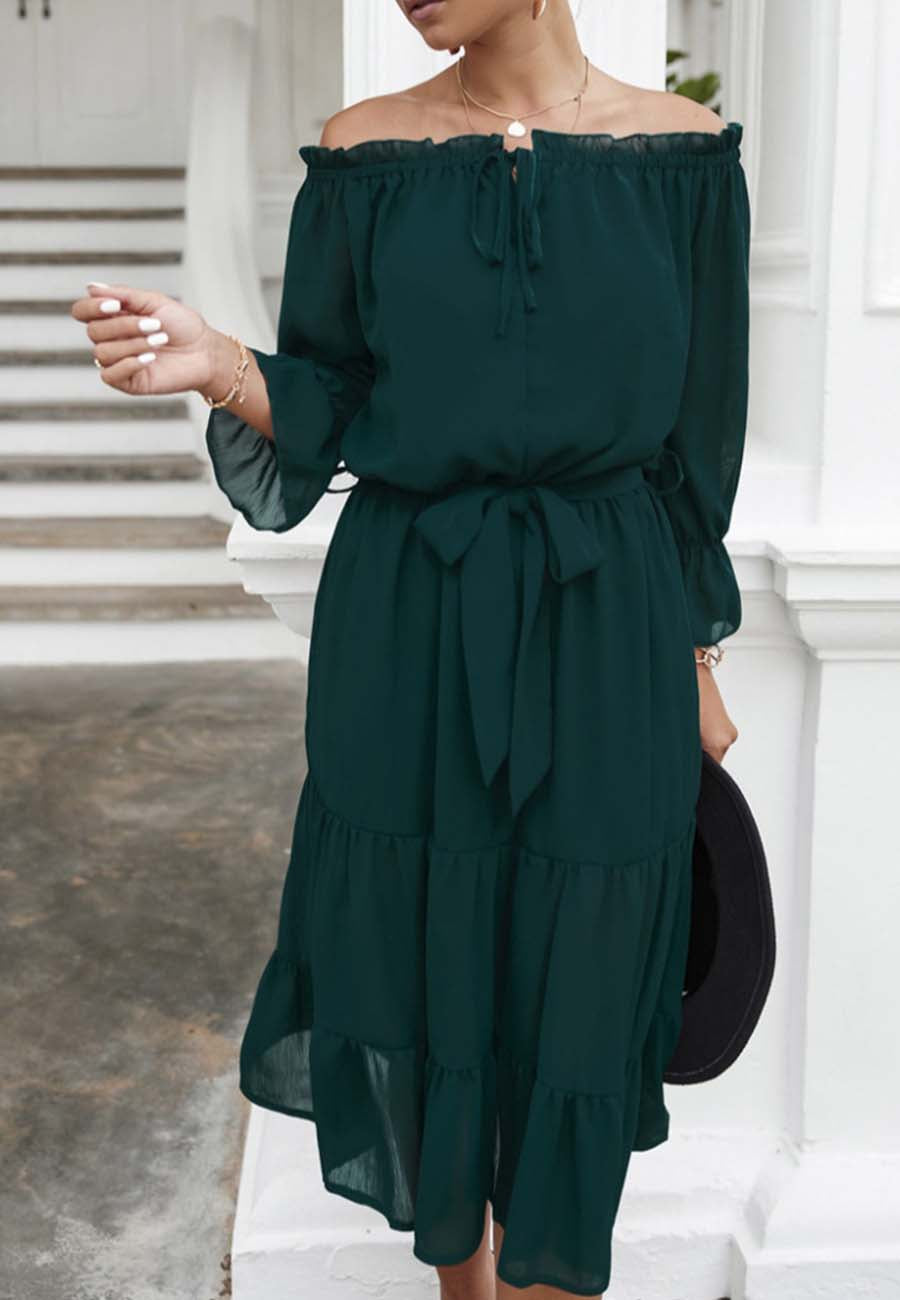 Off Shoulder Tie Detail Dress