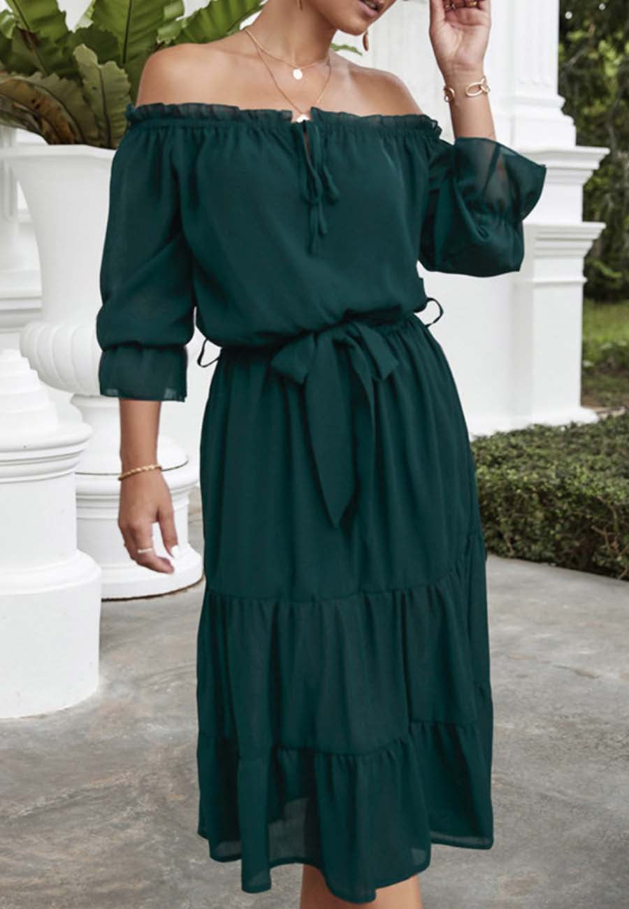 Off Shoulder Tie Detail Dress