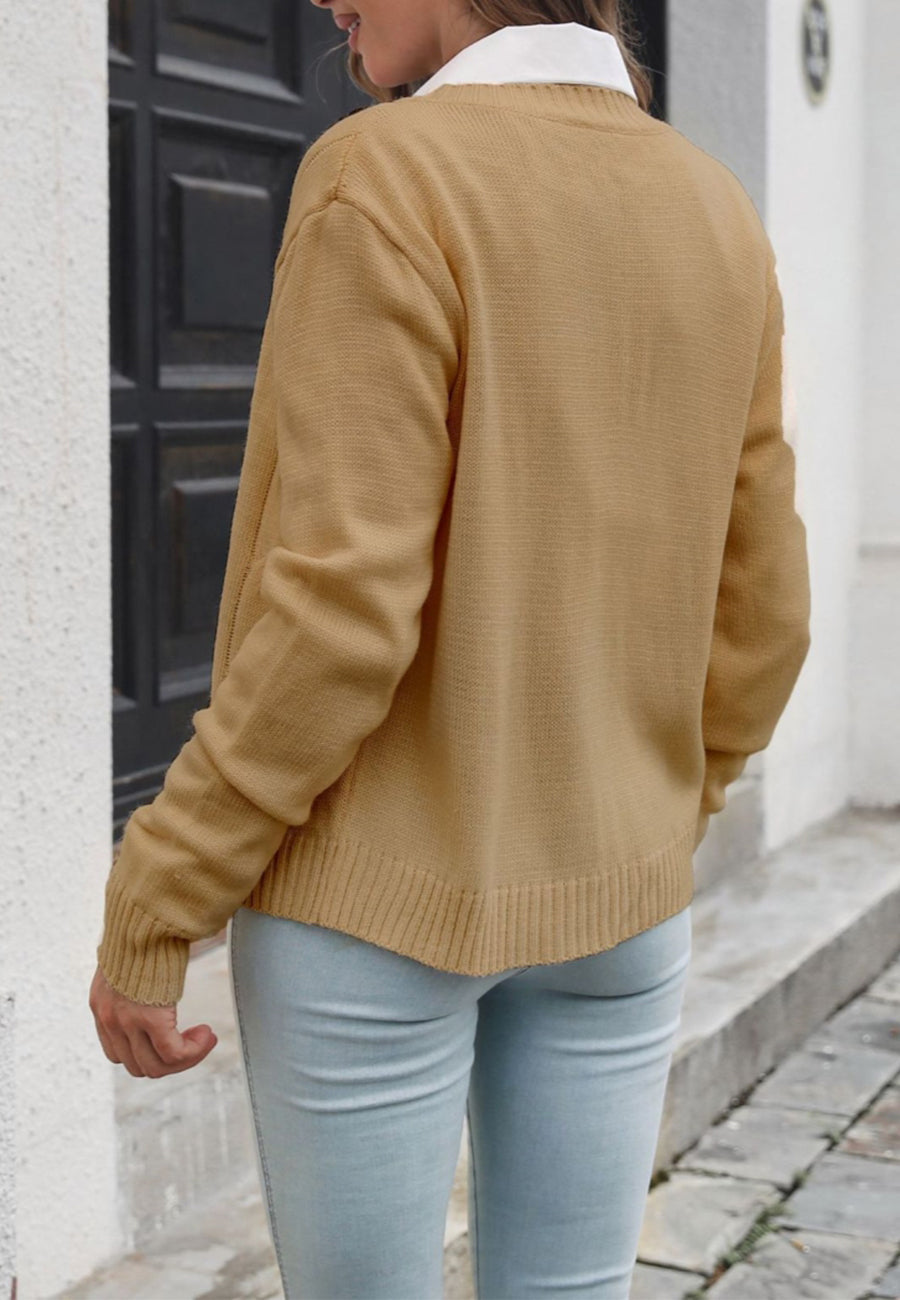 Braided Knit Button Down Cardigan