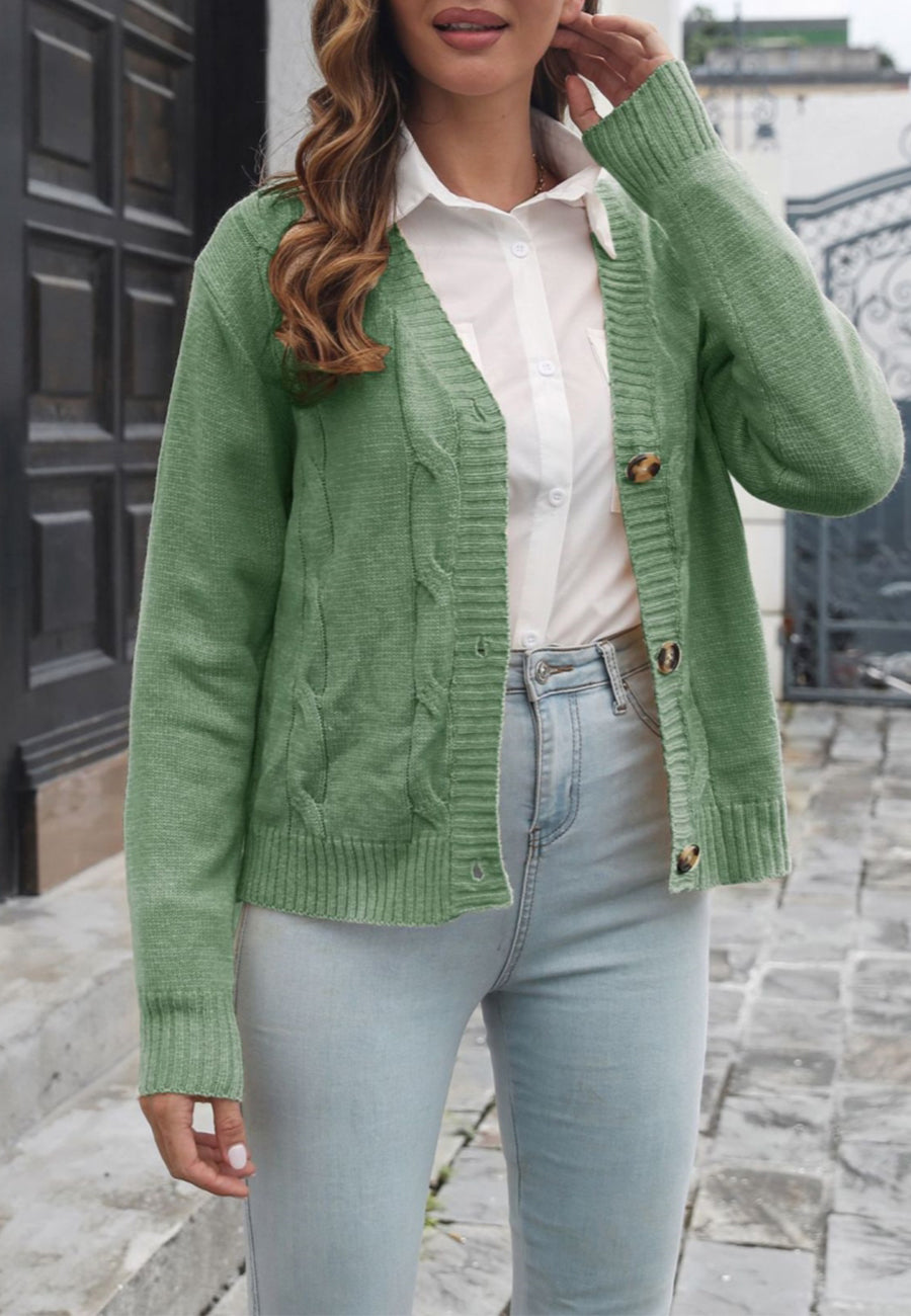 Braided Knit Button Down Cardigan