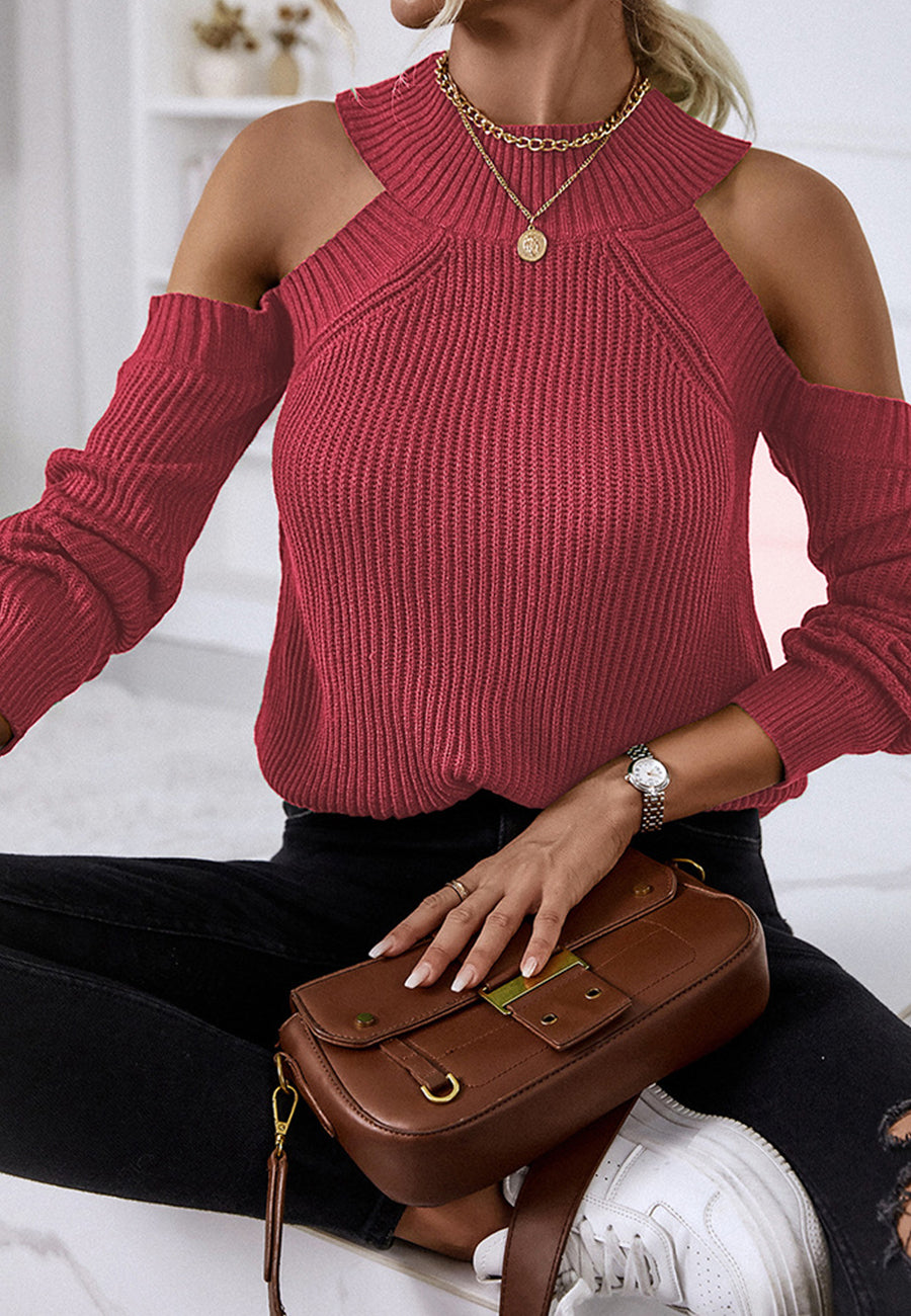 Suéter con cuello redondo y aberturas