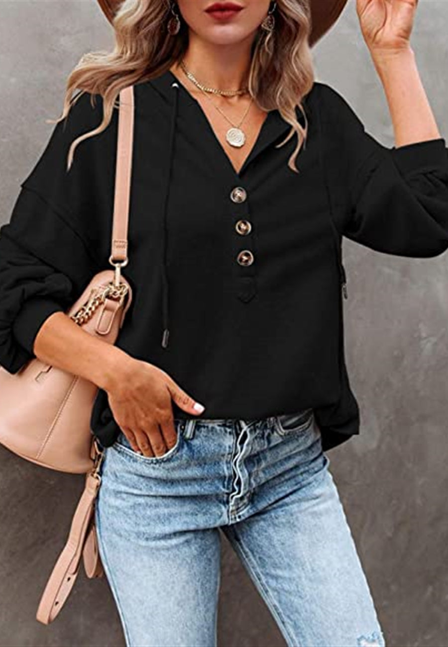Sudadera con capucha y detalle de botones
