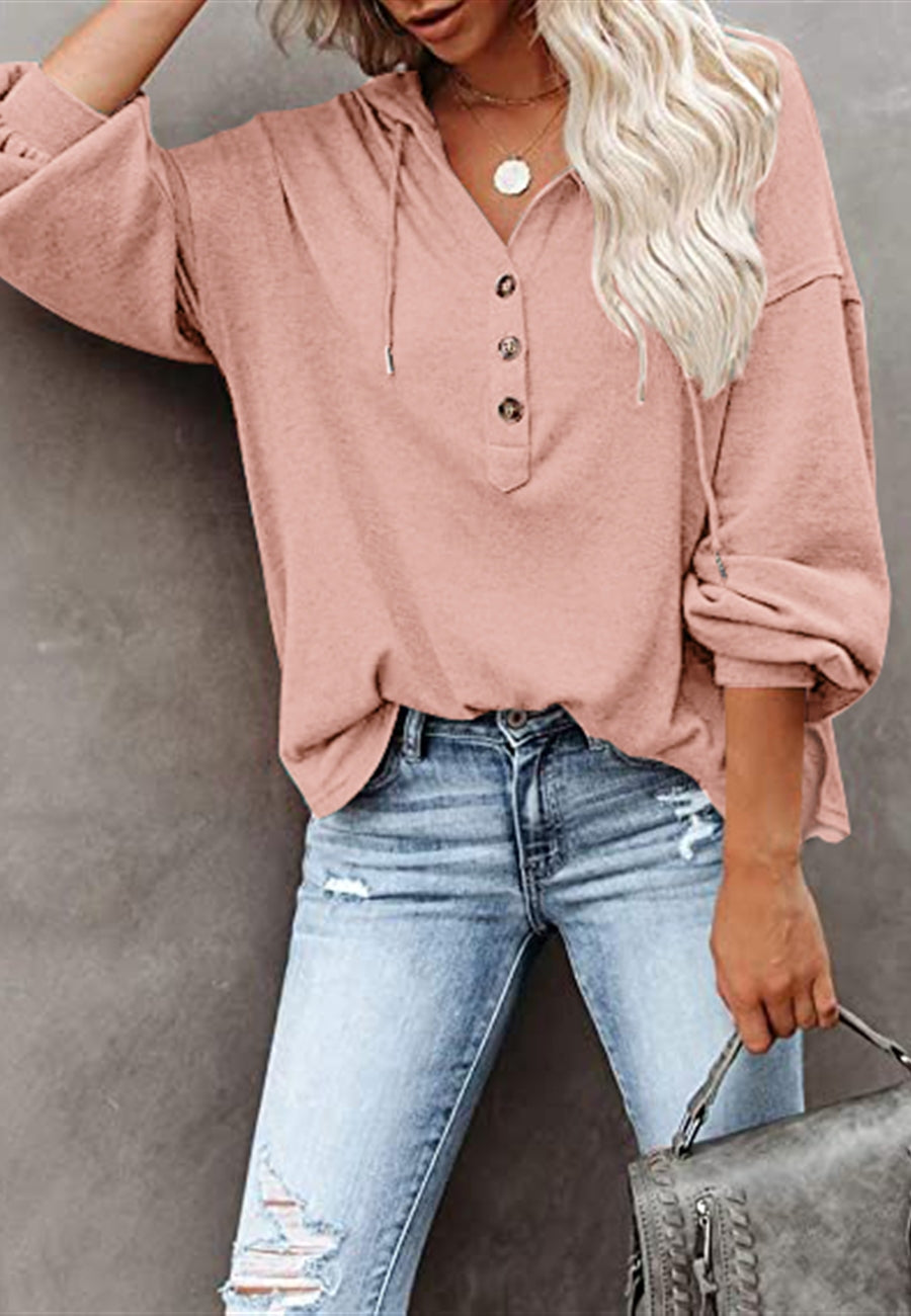 Sudadera con capucha y detalle de botones