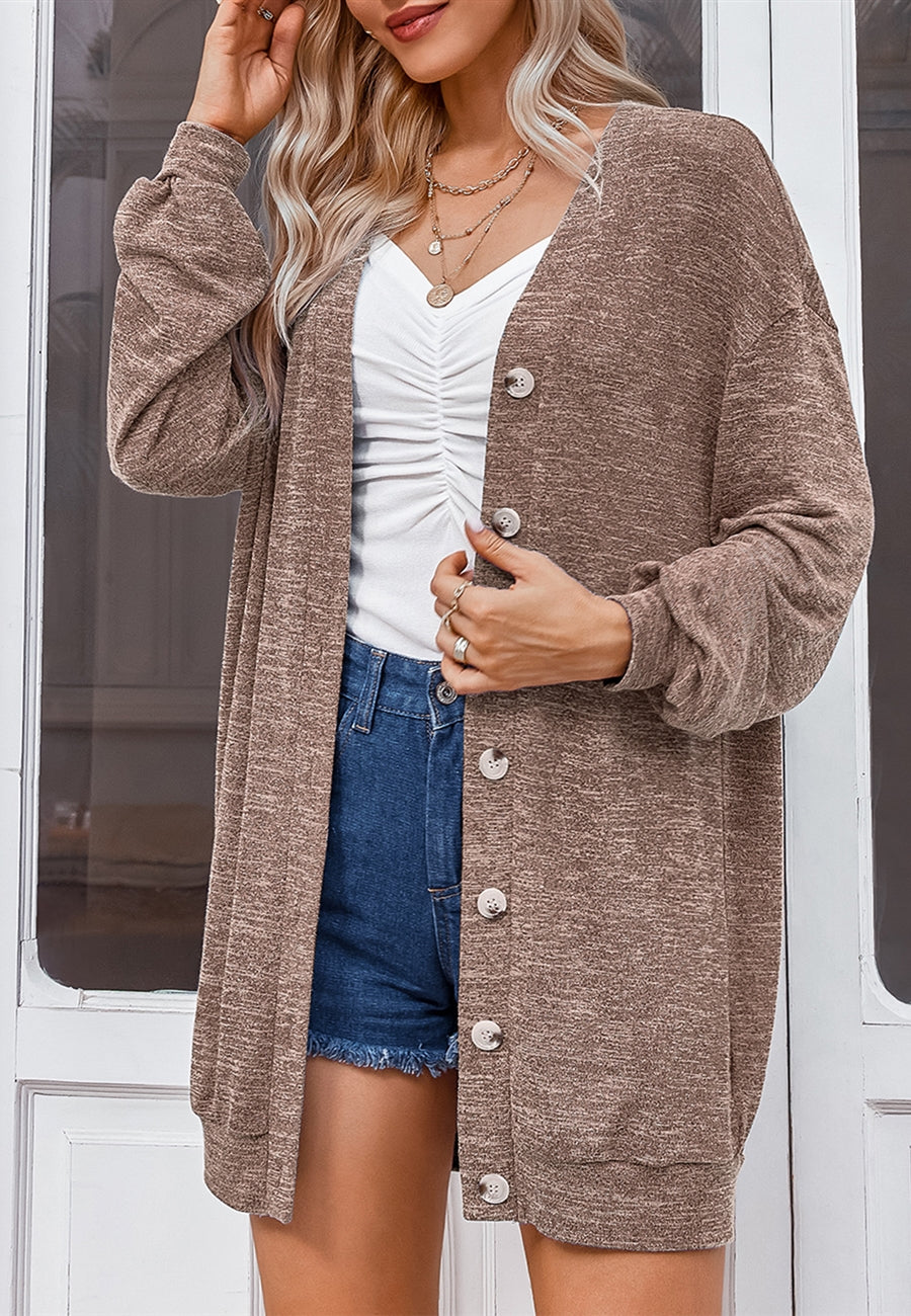 Cárdigan largo de punto teñido espacial