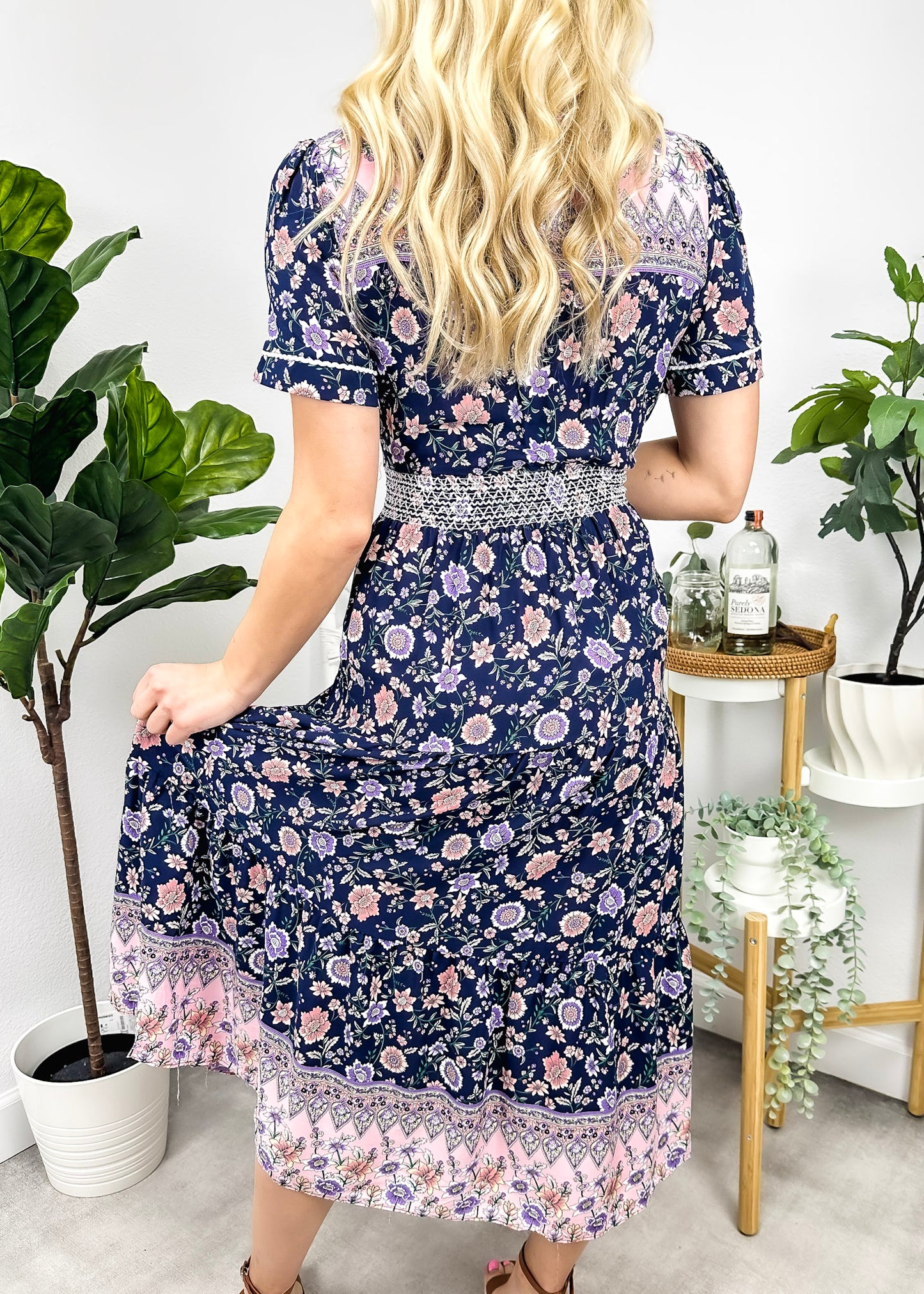 Vintage Printed Short Sleeve Dress