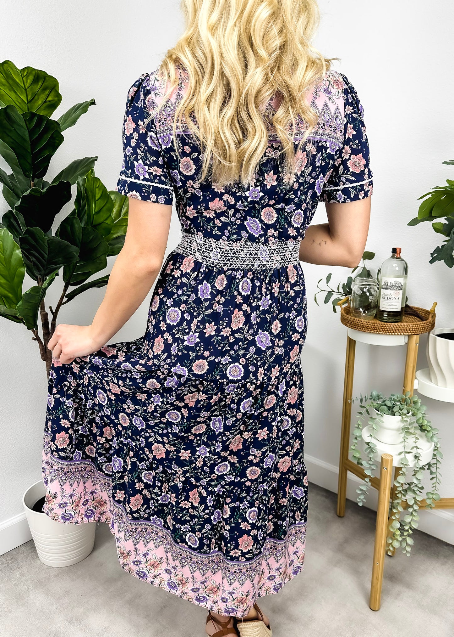 Vintage Printed Short Sleeve Dress