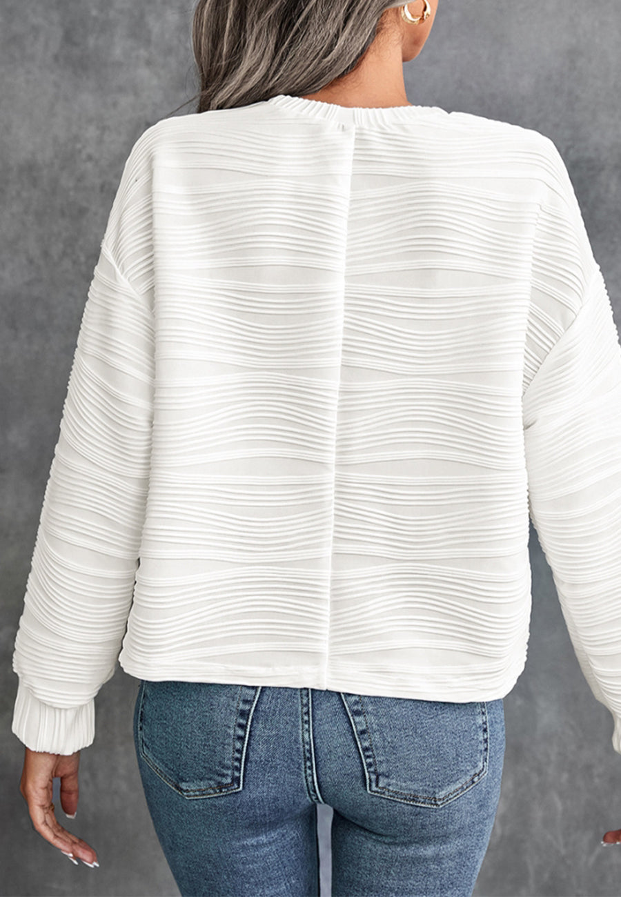 Suéter con cuello redondo y textura ondulada