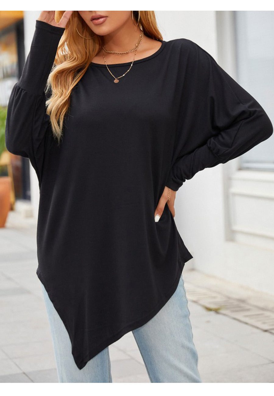 Blusa con abertura lateral y dobladillo asimétrico