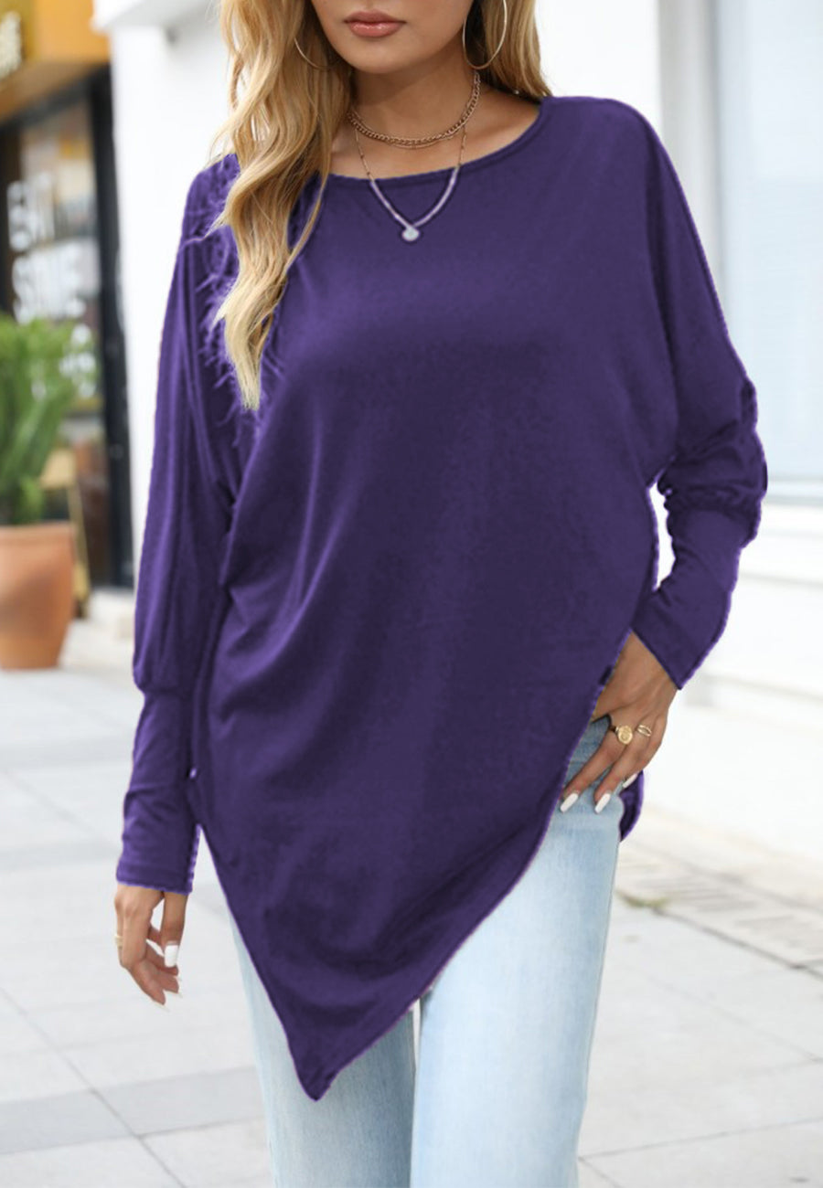 Blusa con abertura lateral y dobladillo asimétrico