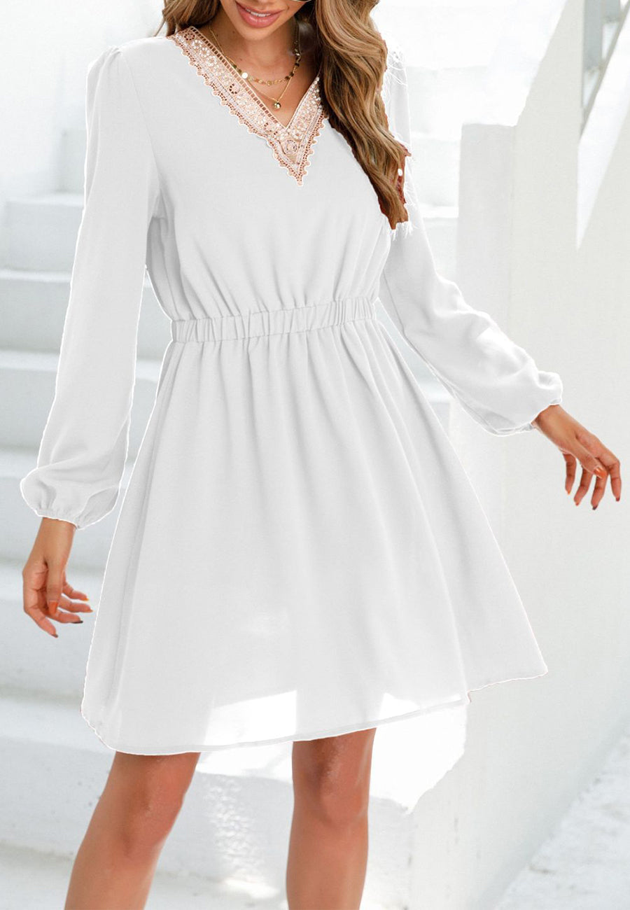 Vestido con escote en V y ribete de crochet