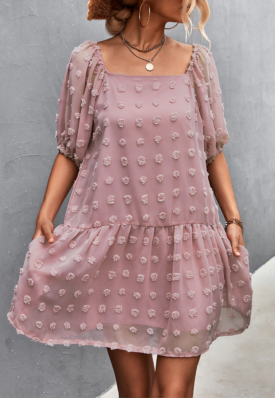 Puff Sleeve Swiss Dot Dress