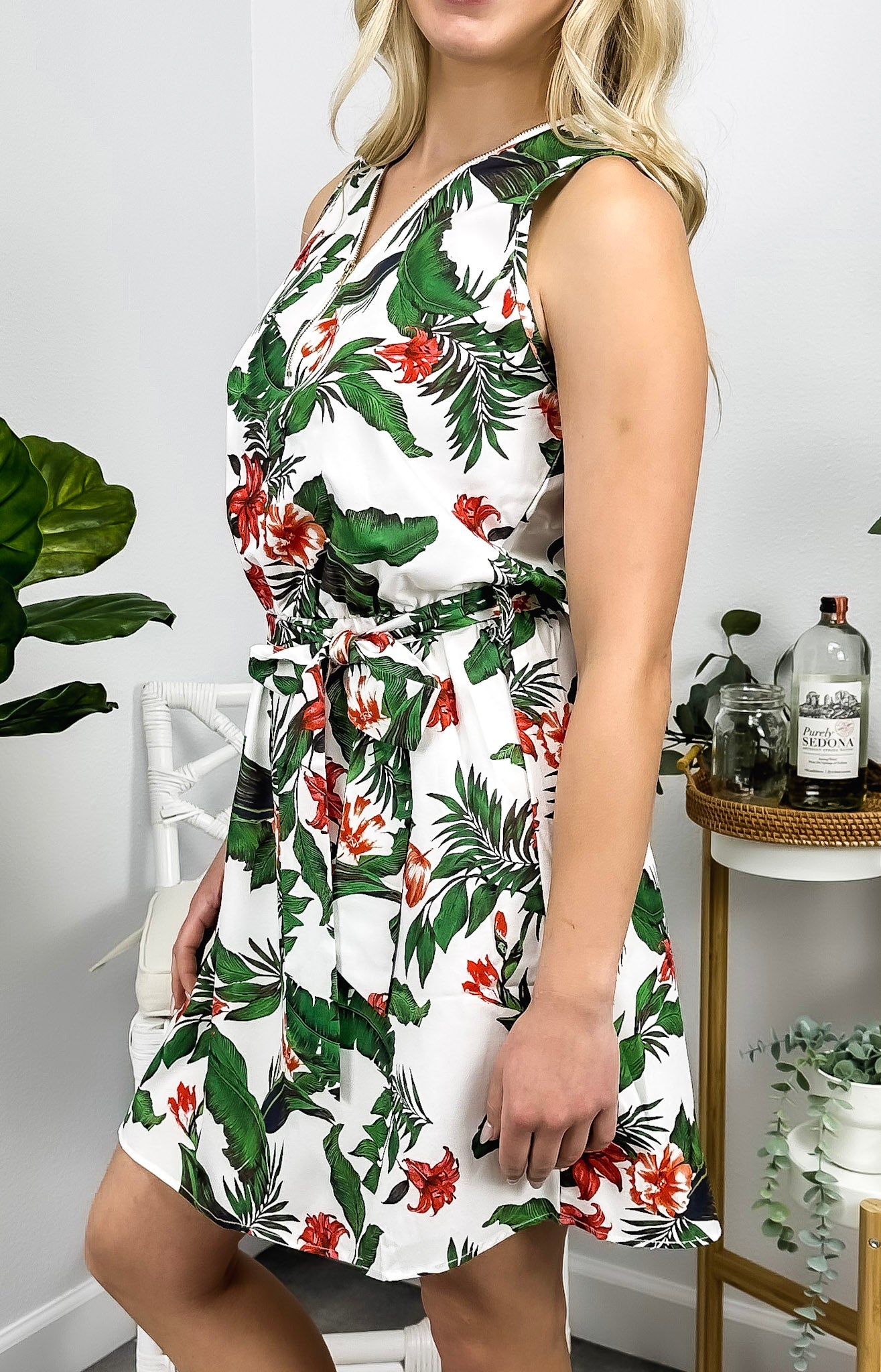 Zip-Up Floral Print Dress