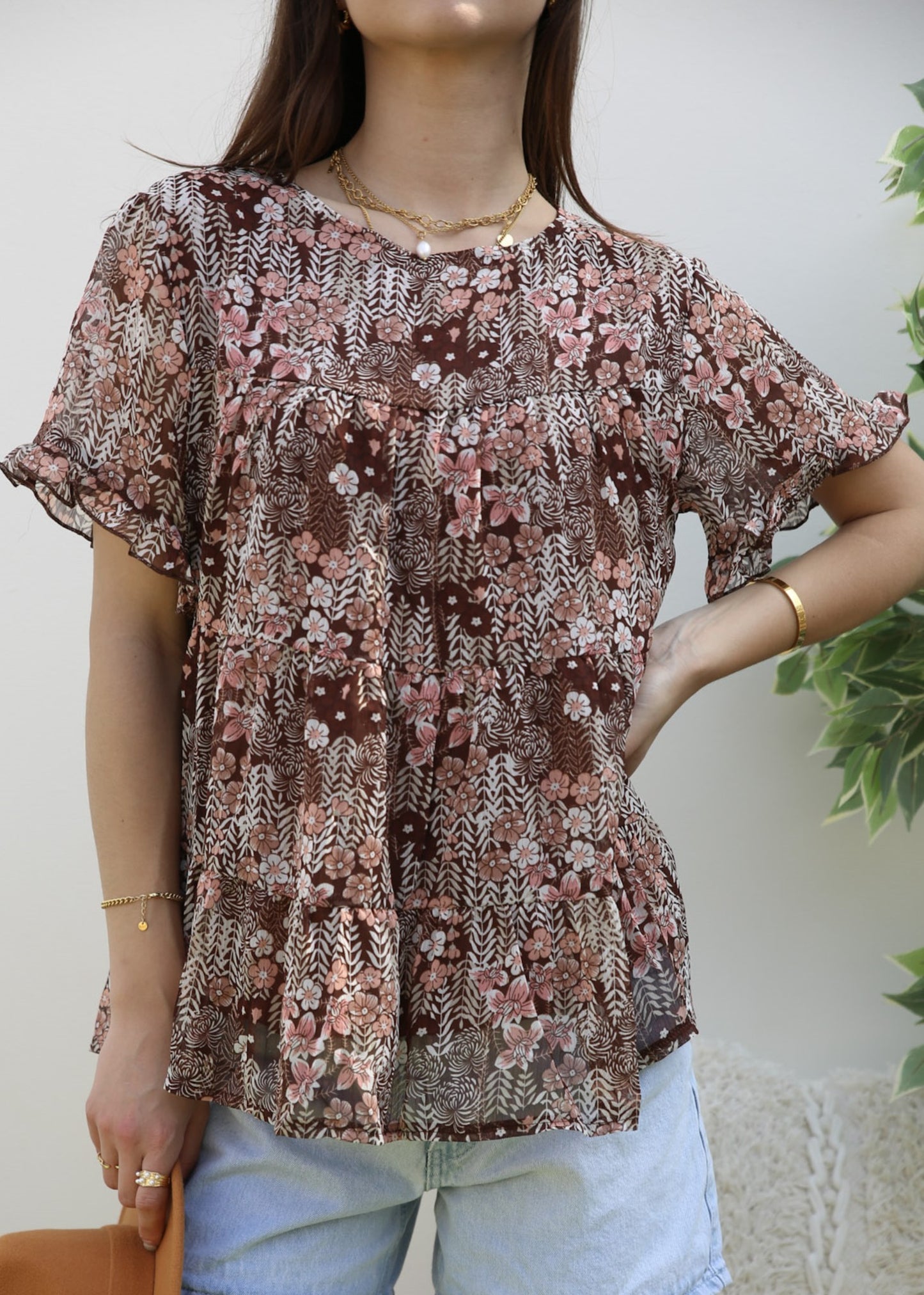 Short Sleeve Tiered Blouse